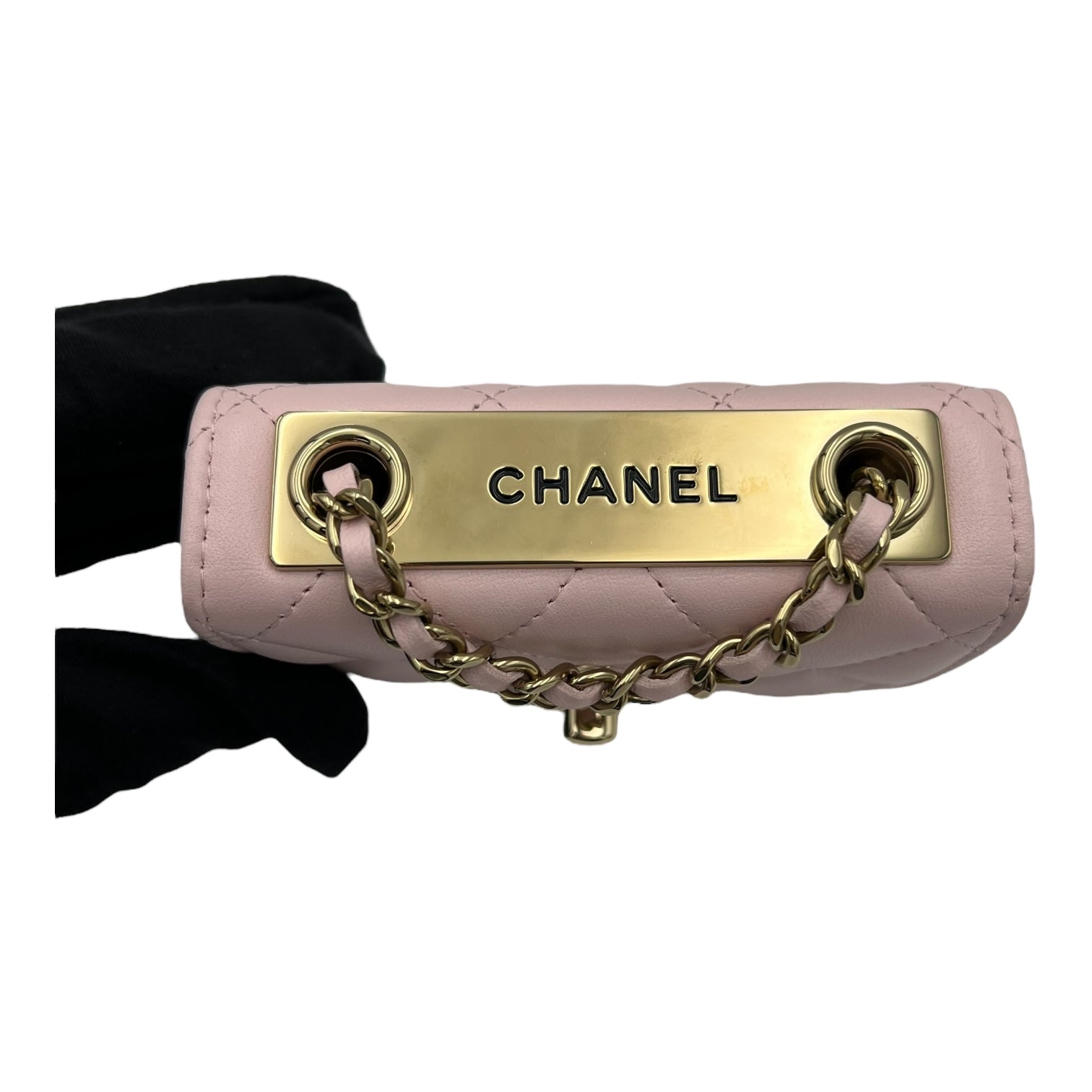 Trendy CC Wallet On Chain Pink in Lambskin, Gold hardware - Image 9