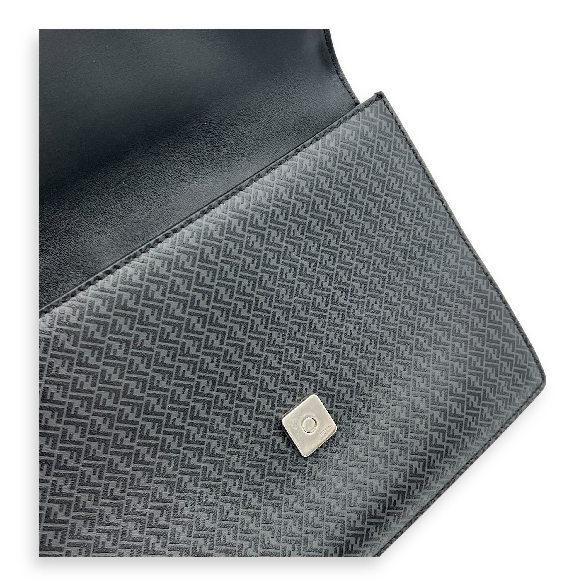 Baguette Crossbody Bag Grey in Calfskin, Silver hardware - Image 9