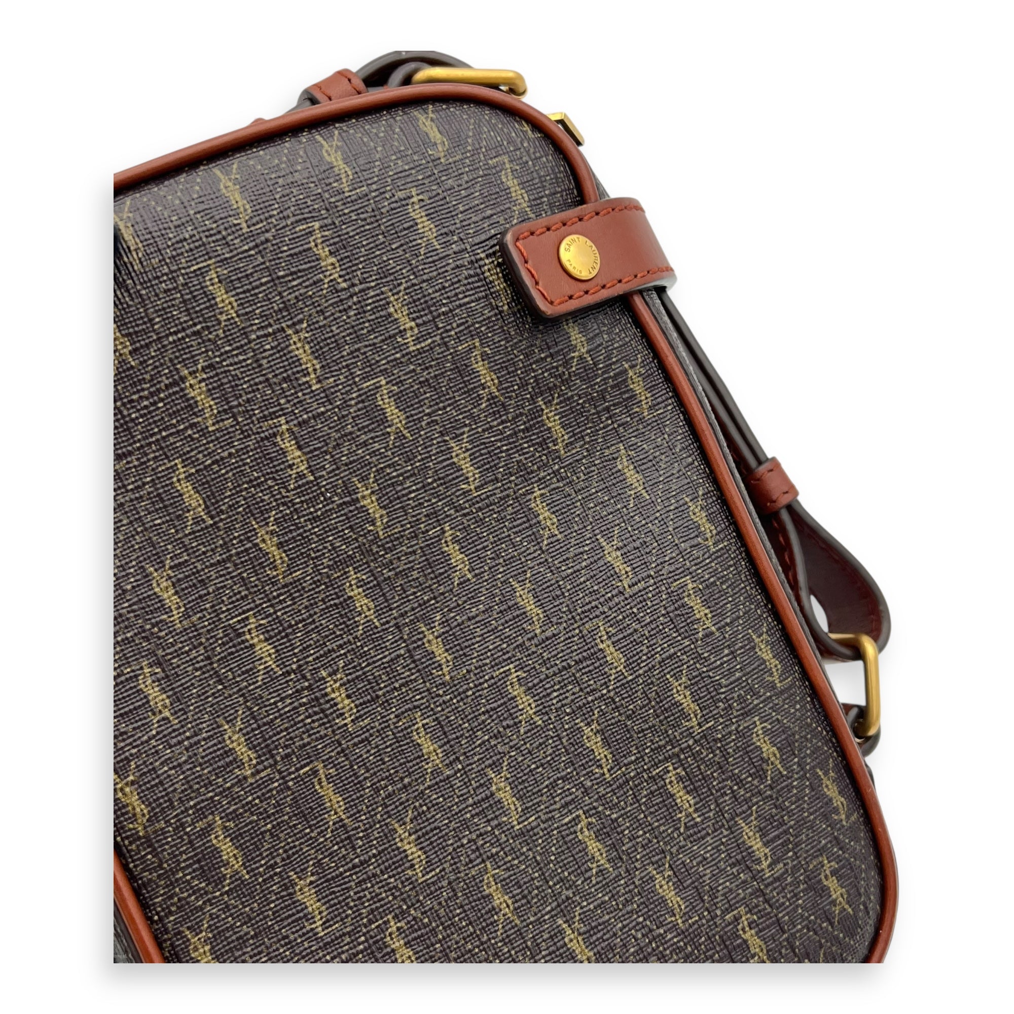 Le Monogramme Brown Crossbody Bag in Coated Canvas, Gold hardware - Image 9