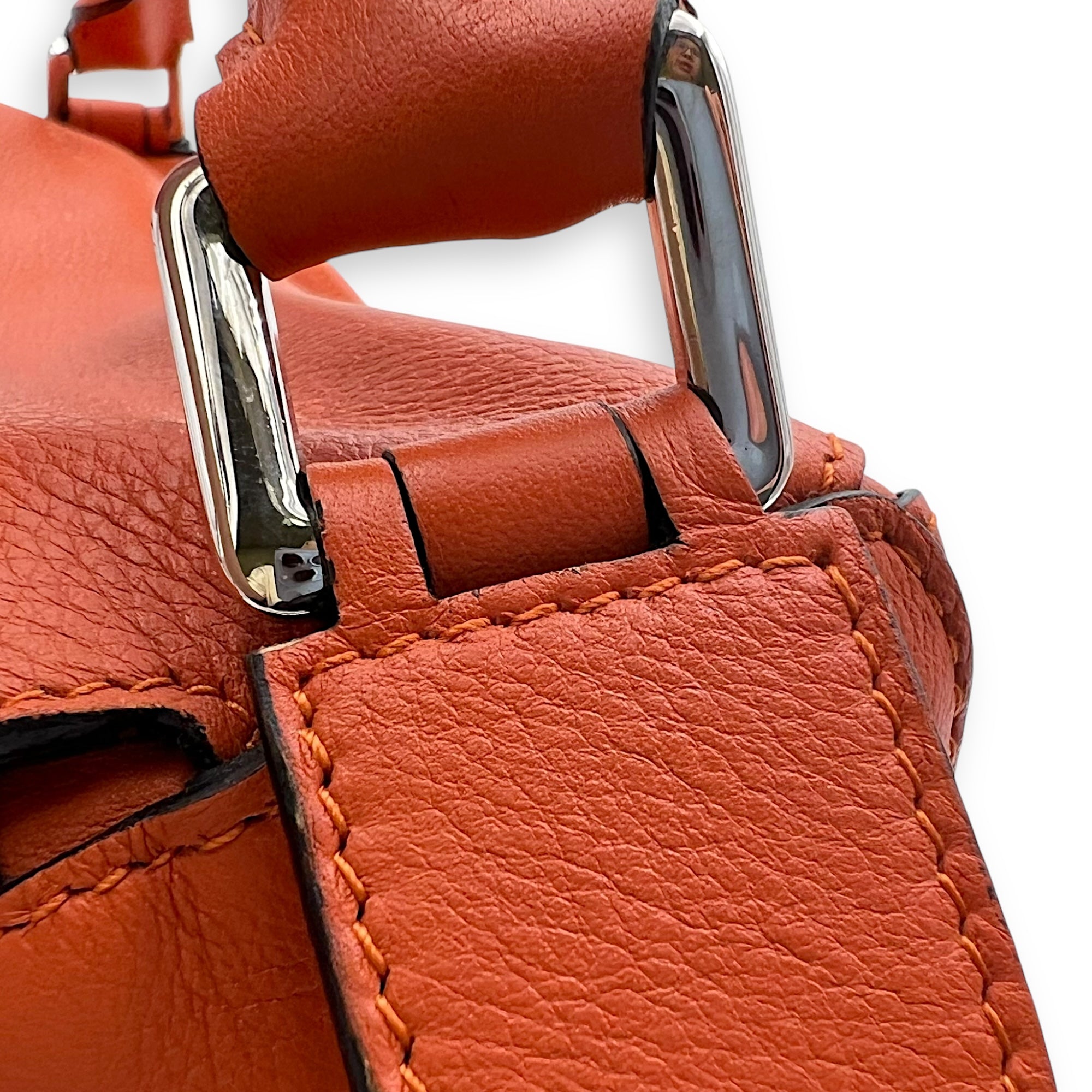 Puzzle Medium Orange Crossbody Bag in Calfskin, Silver hardware - Image 9