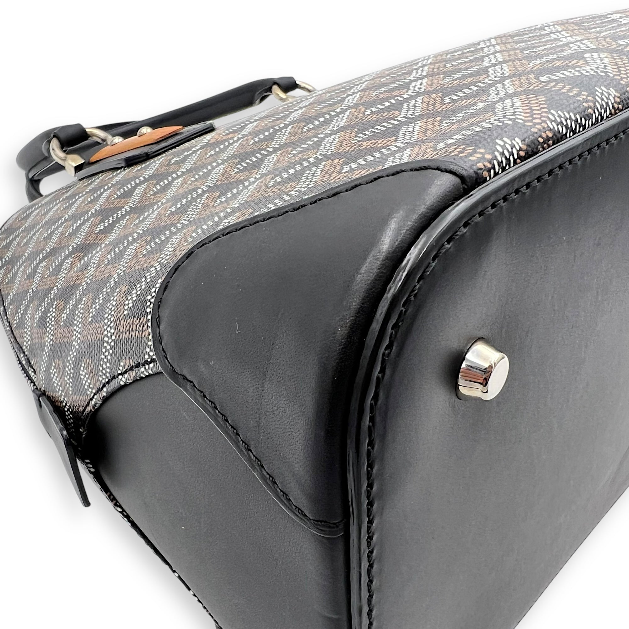 Vendome Top Handle Bag Black in Coated Canvas, Silver hardware - Image 9