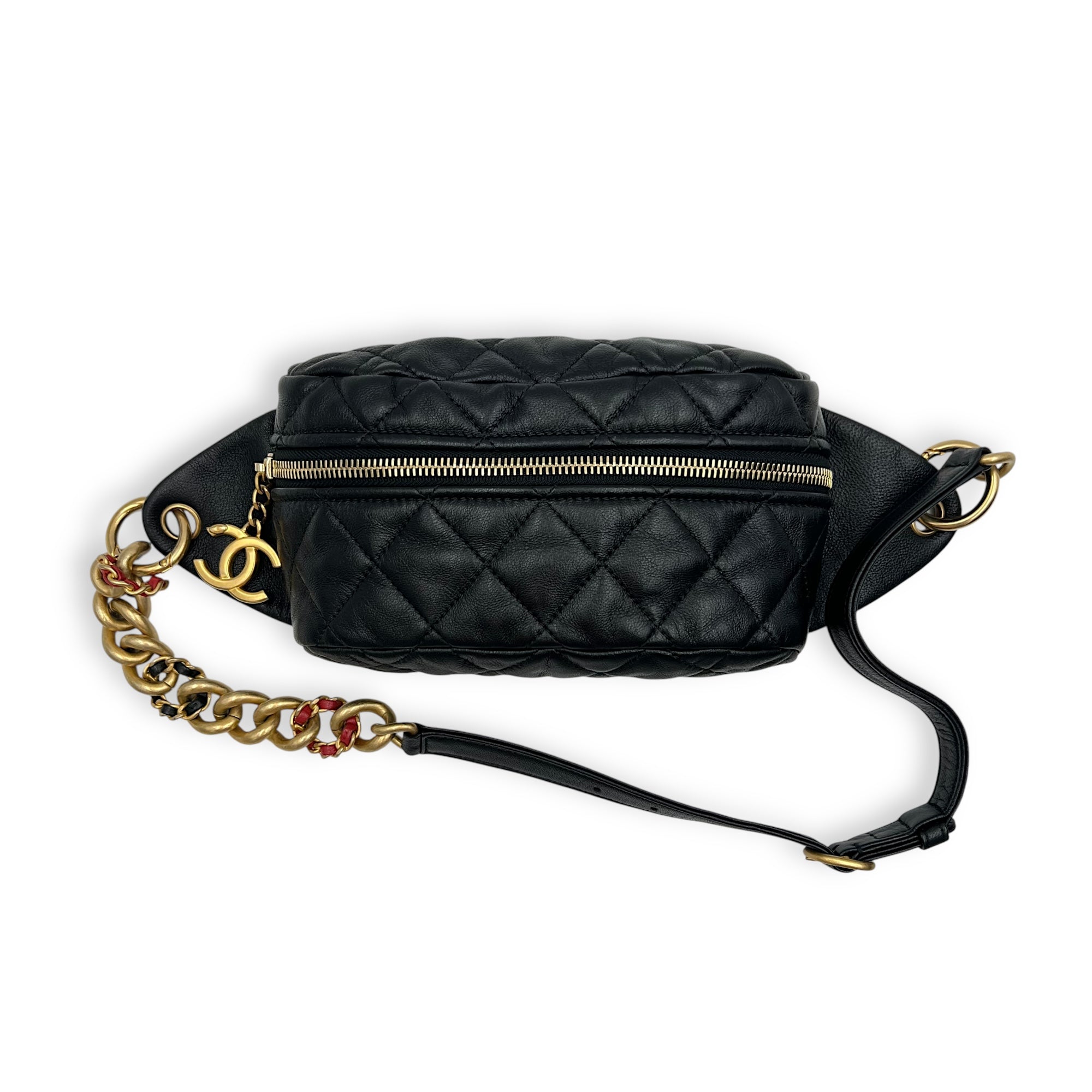 CC Quilted Belt Bag Black in Calfskin, Gold hardware - Image 7
