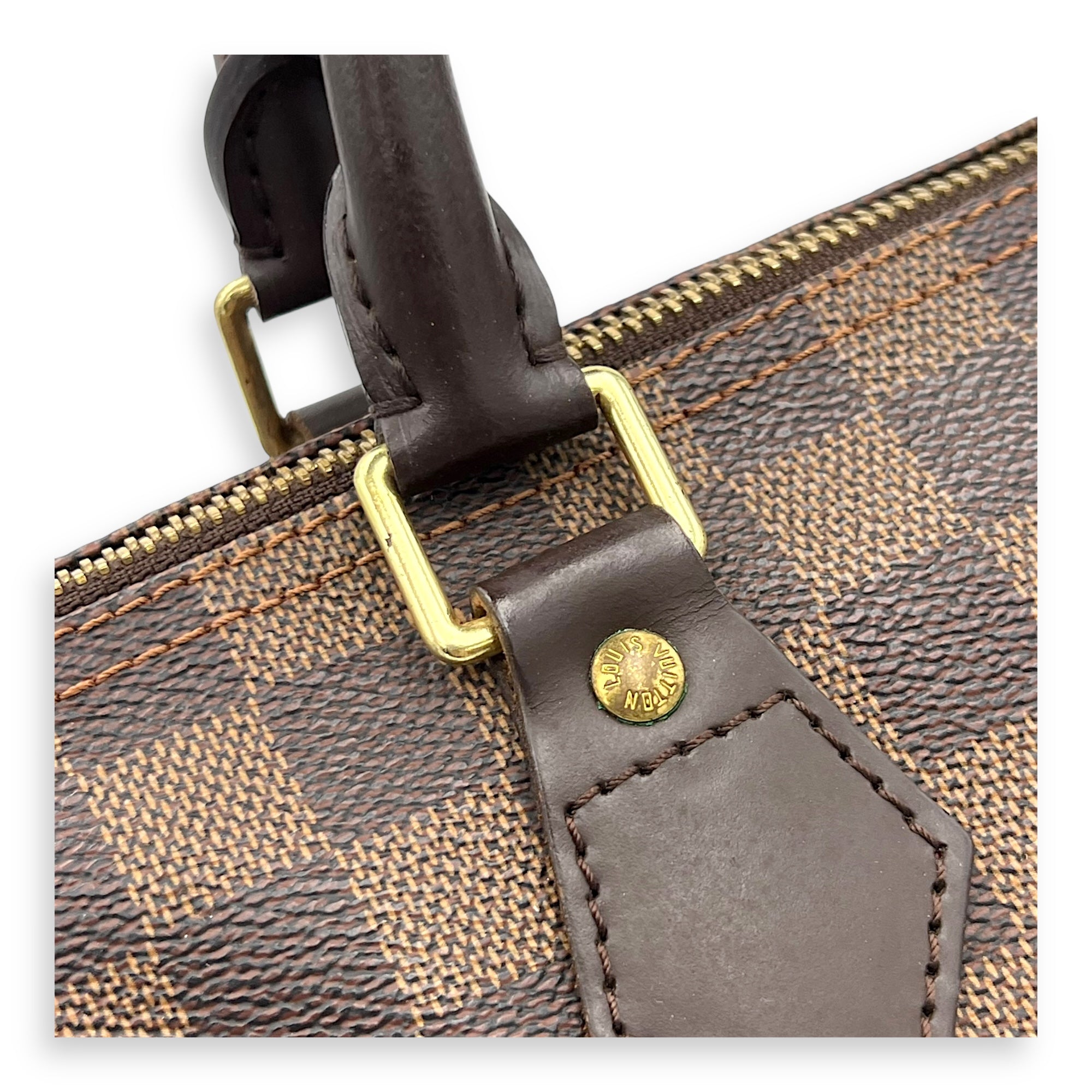 Speedy 30 Damier Ebene Top Handle Bag in Coated Canvas, Gold hardware - Image 10