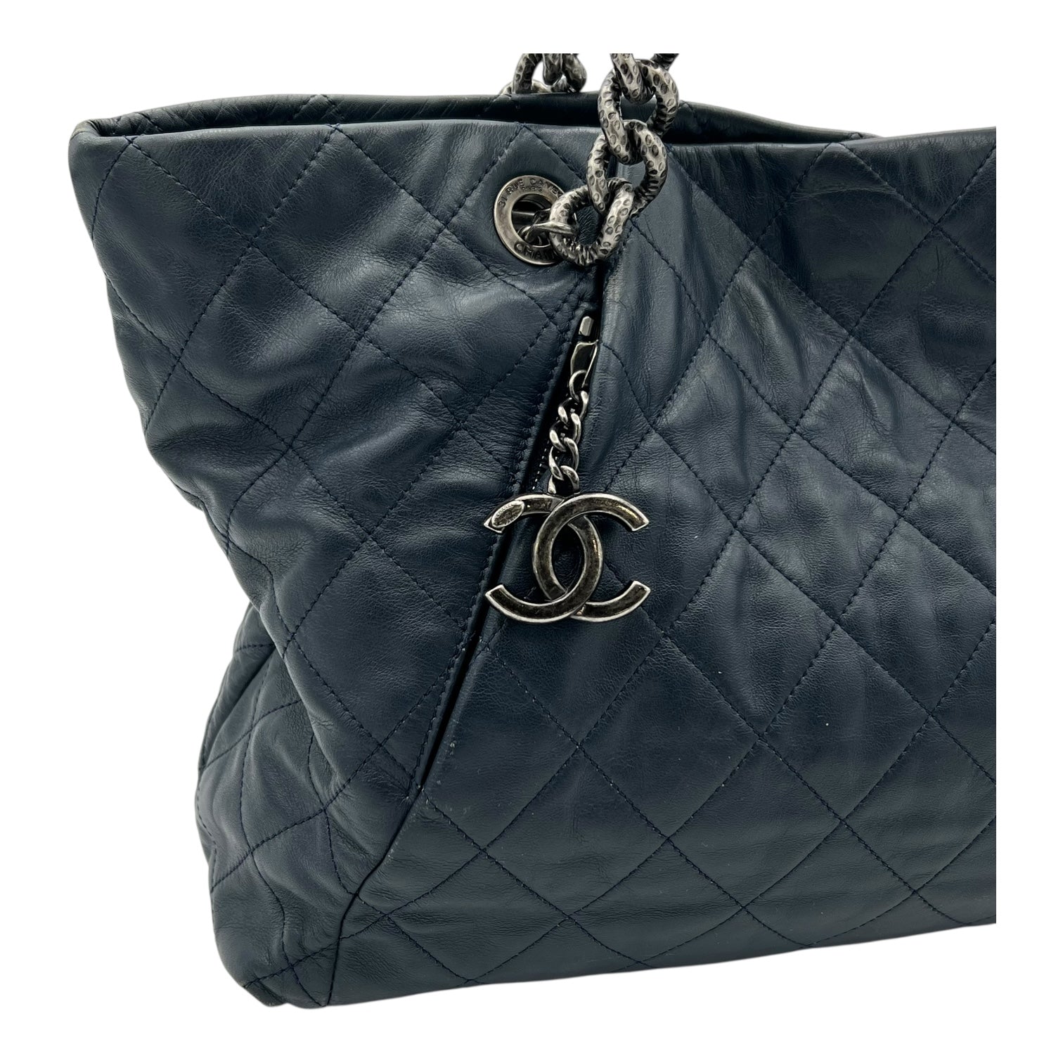 CC Shoulder Bag Blue in Calfskin, Ruthenium hardware - Image 11