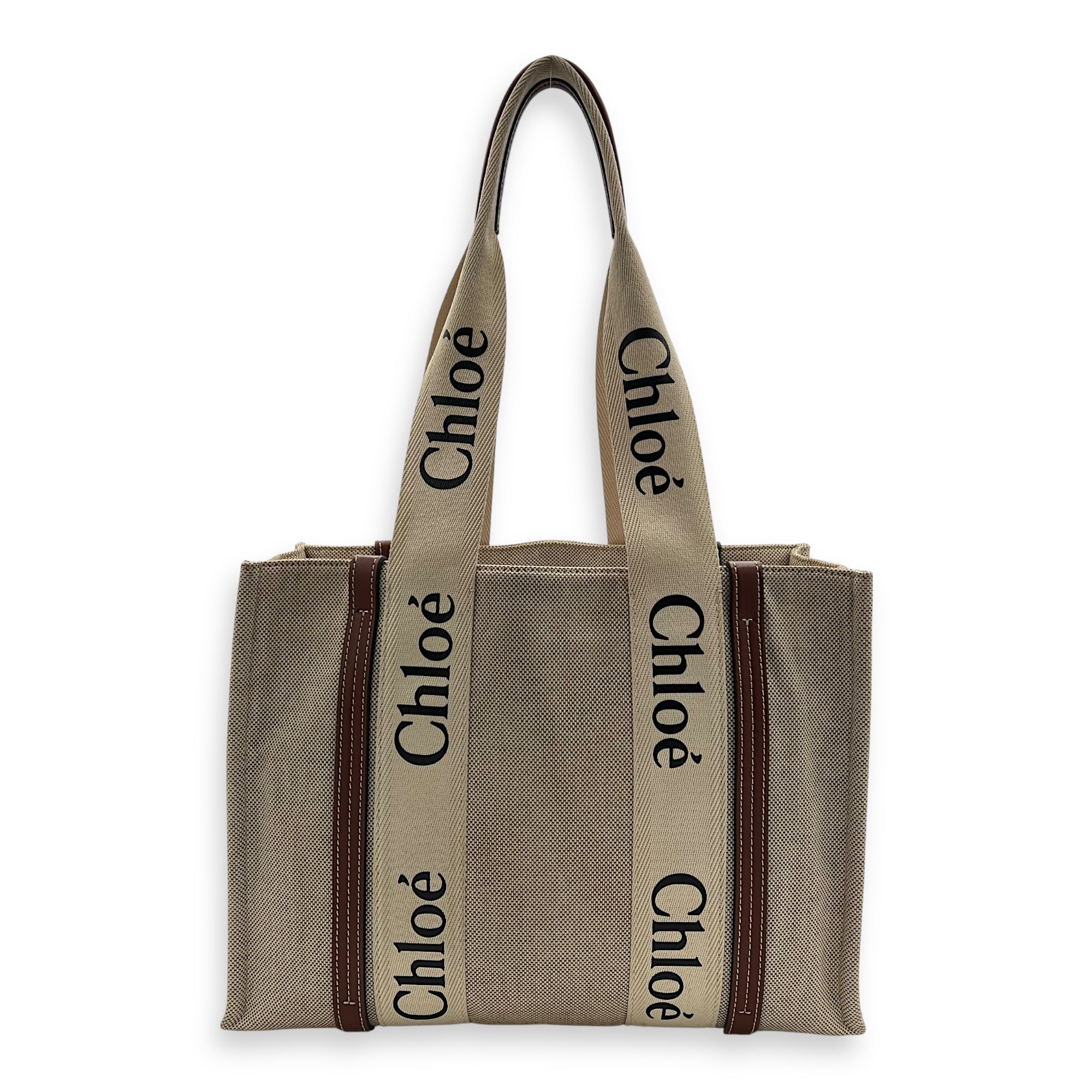 Woody Medium Beige Tote Bag in Canvas