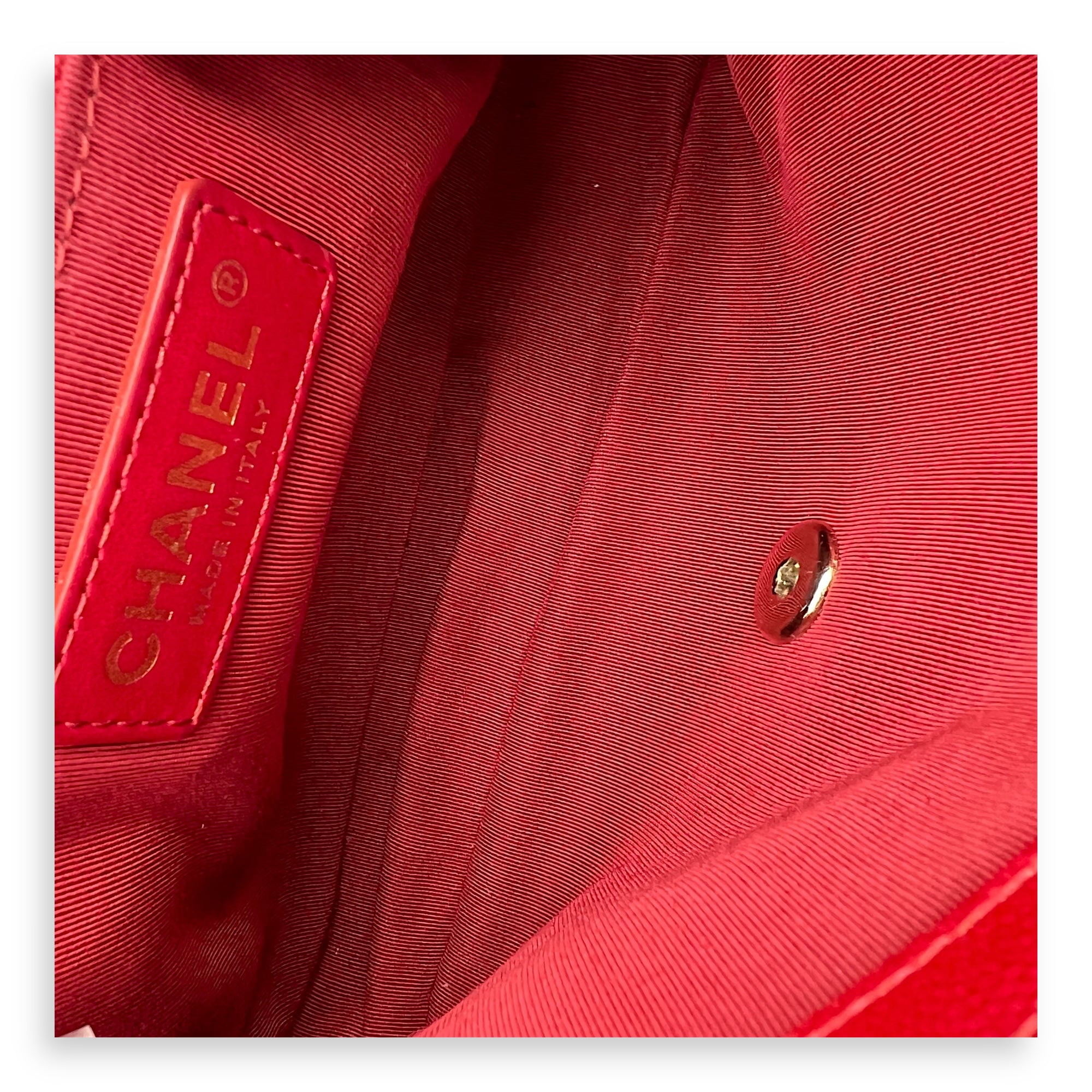 CC Flap Shoulder Bag Red in Calfskin, Gold hardware - Image 10