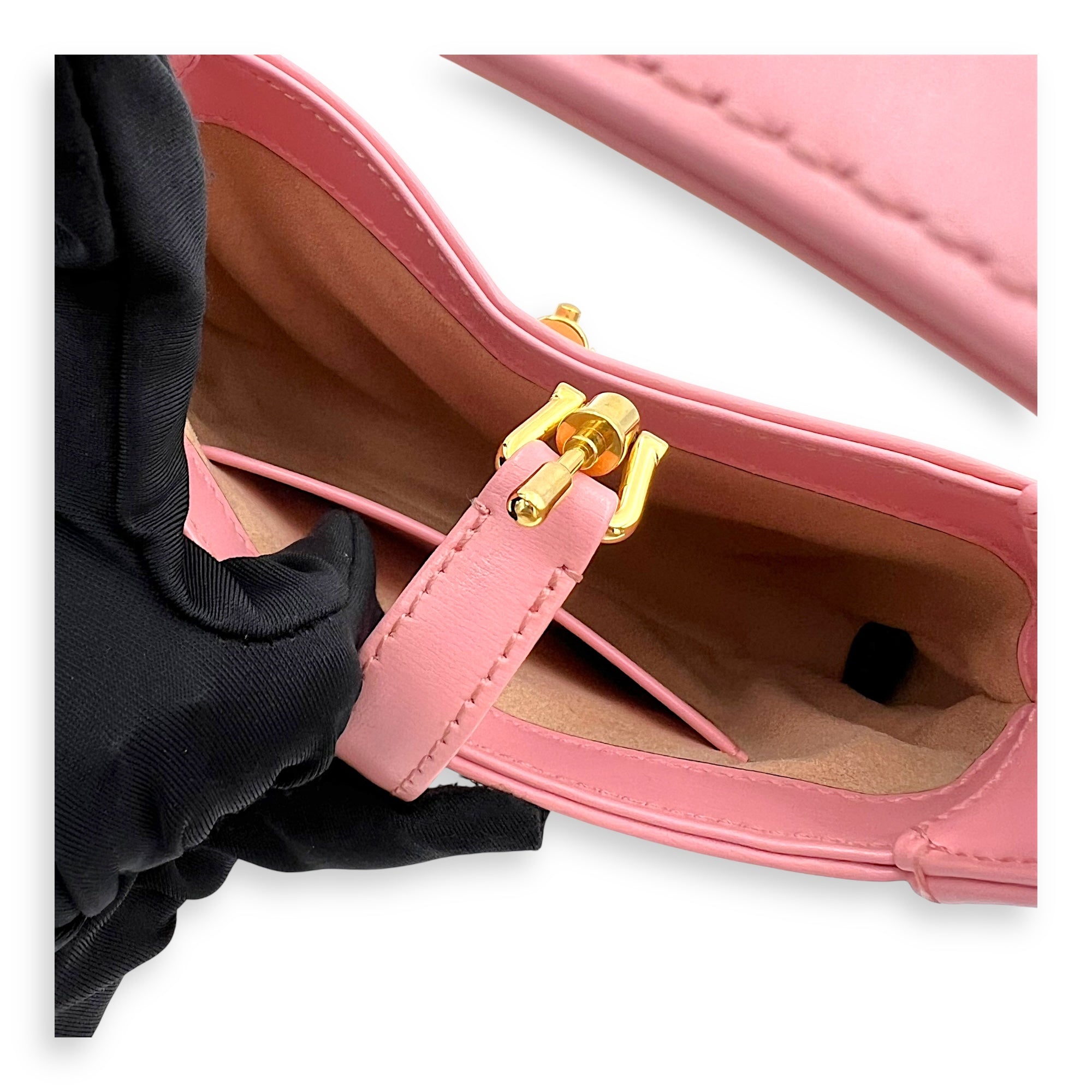 Jackie 1961 Crossbody Bag Mini Pink in Calfskin, Gold hardware - Image 10