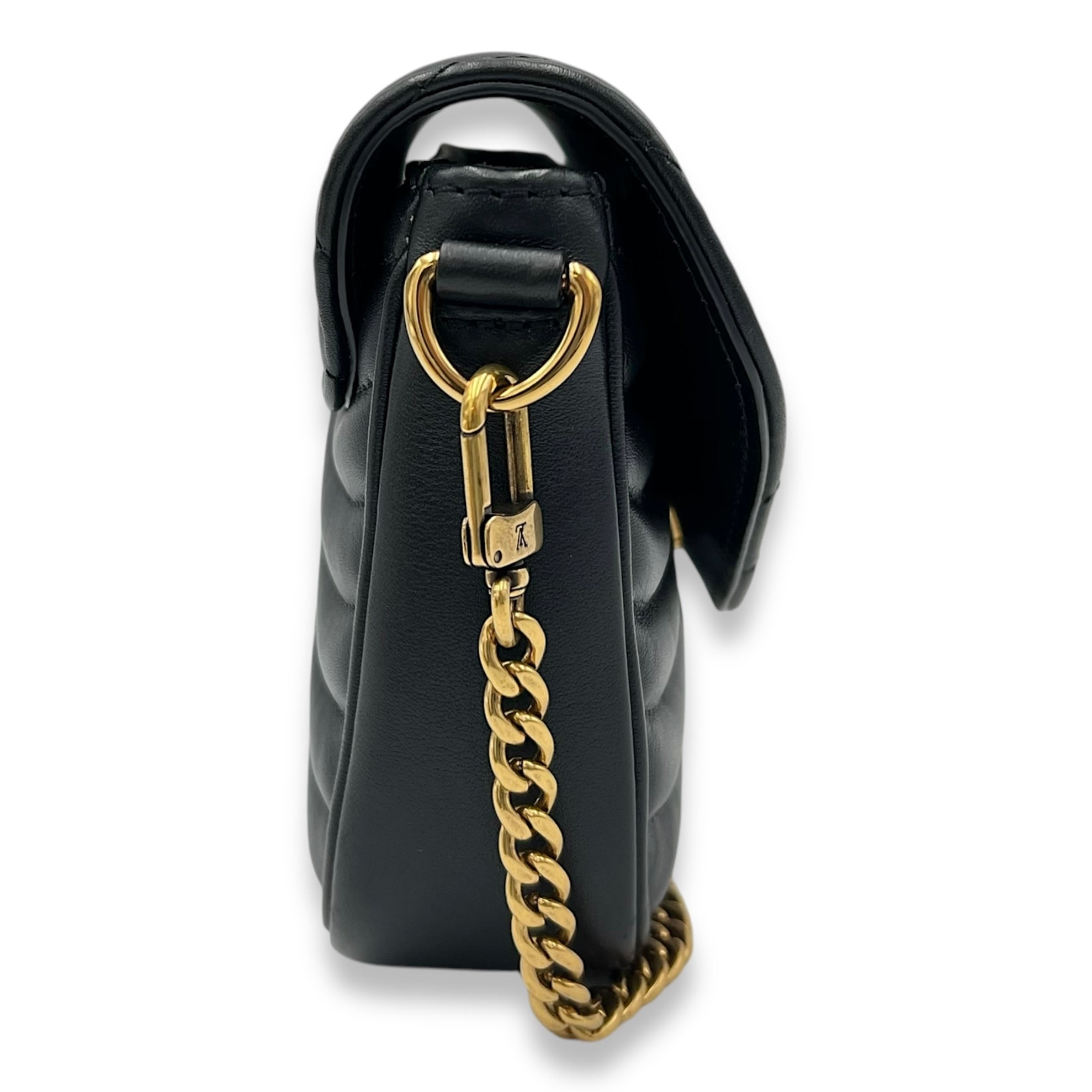 New Wave Crossbody Bag Black in Calfskin, Gold hardware - Image 4