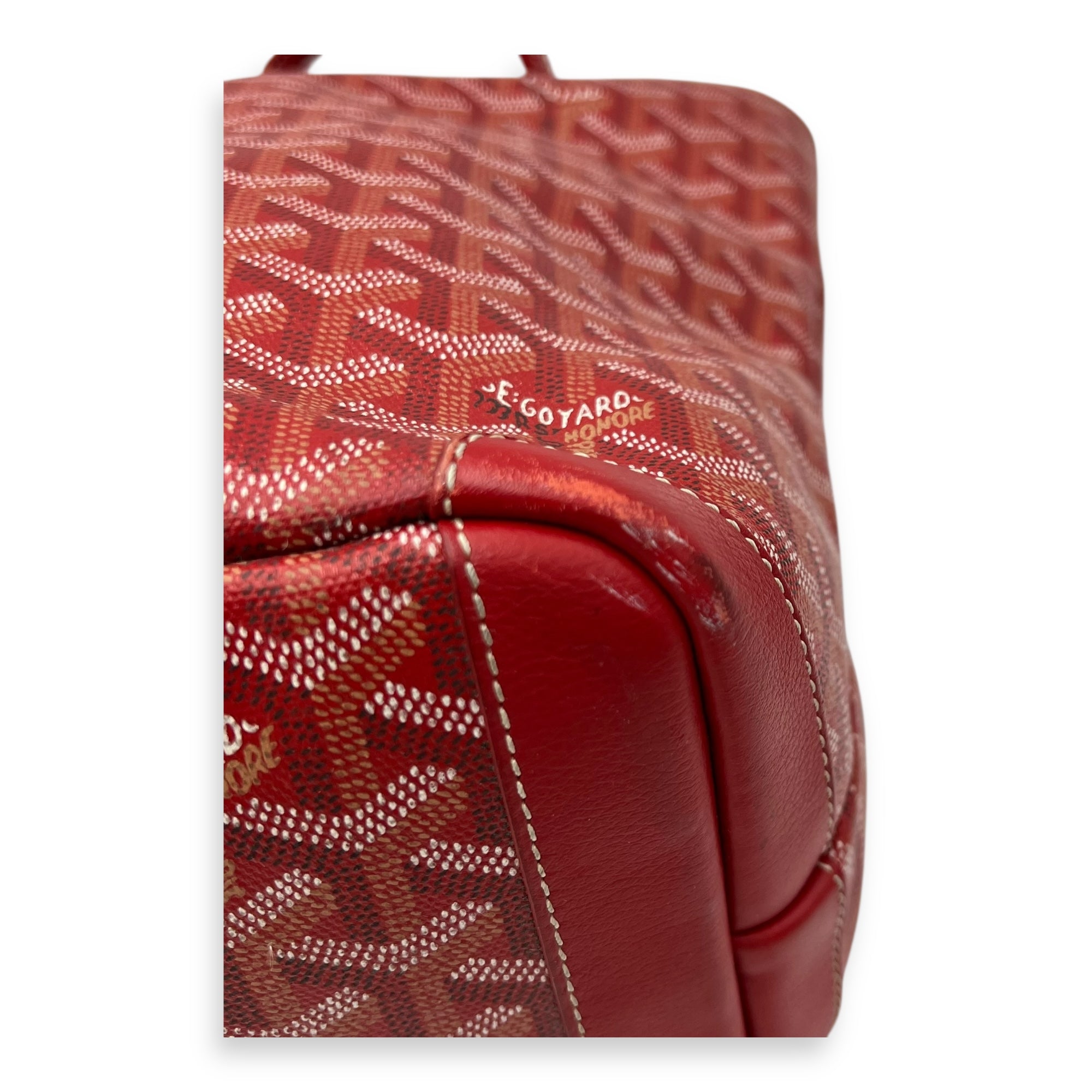 Artois MM Red Tote Bag in Coated Canvas, Silver hardware - Image 11