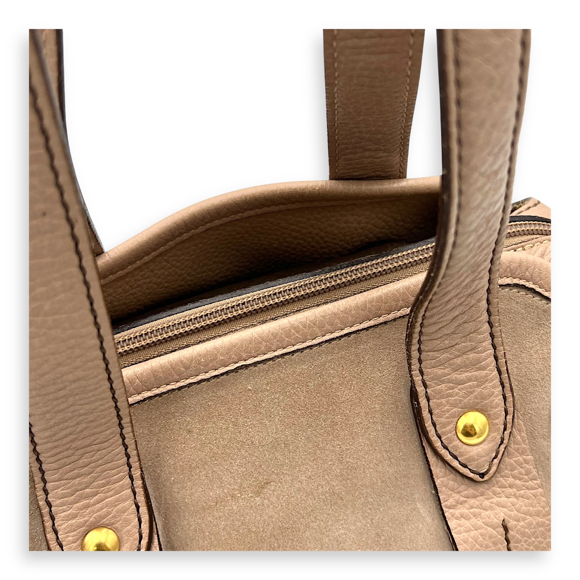 Gancini Beige Shoulder Bag in Suede Leather, Gold hardware - Image 11