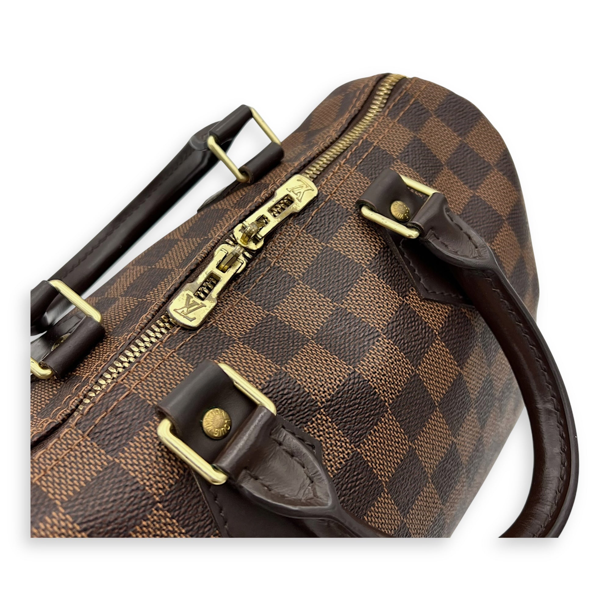 Speedy Bandouliere Top Handle Bag 25 Brown in Coated Canvas, Gold hardware - Image 11