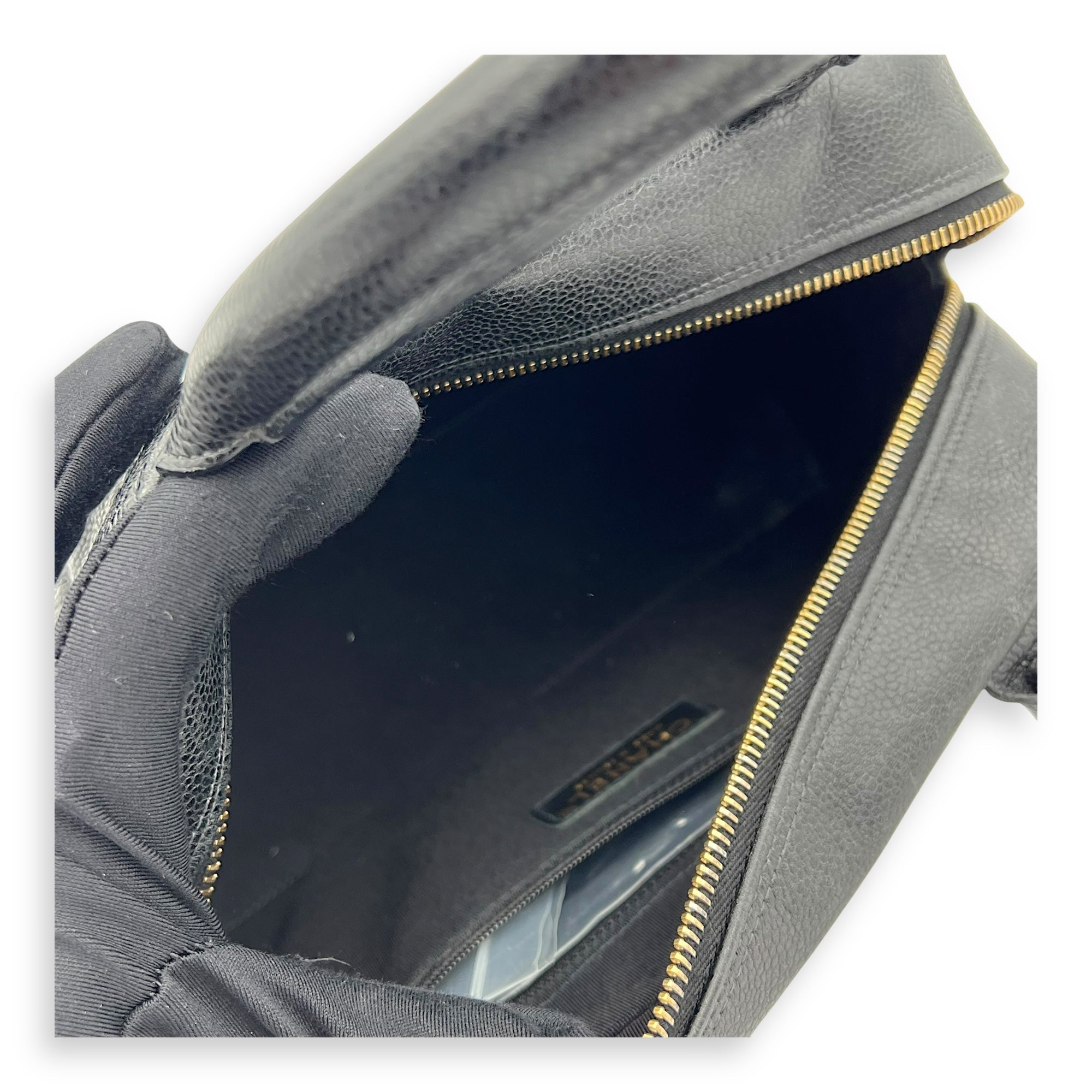 Vintage Top Handle Bag Black in Caviar Leather, Gold hardware - Image 11