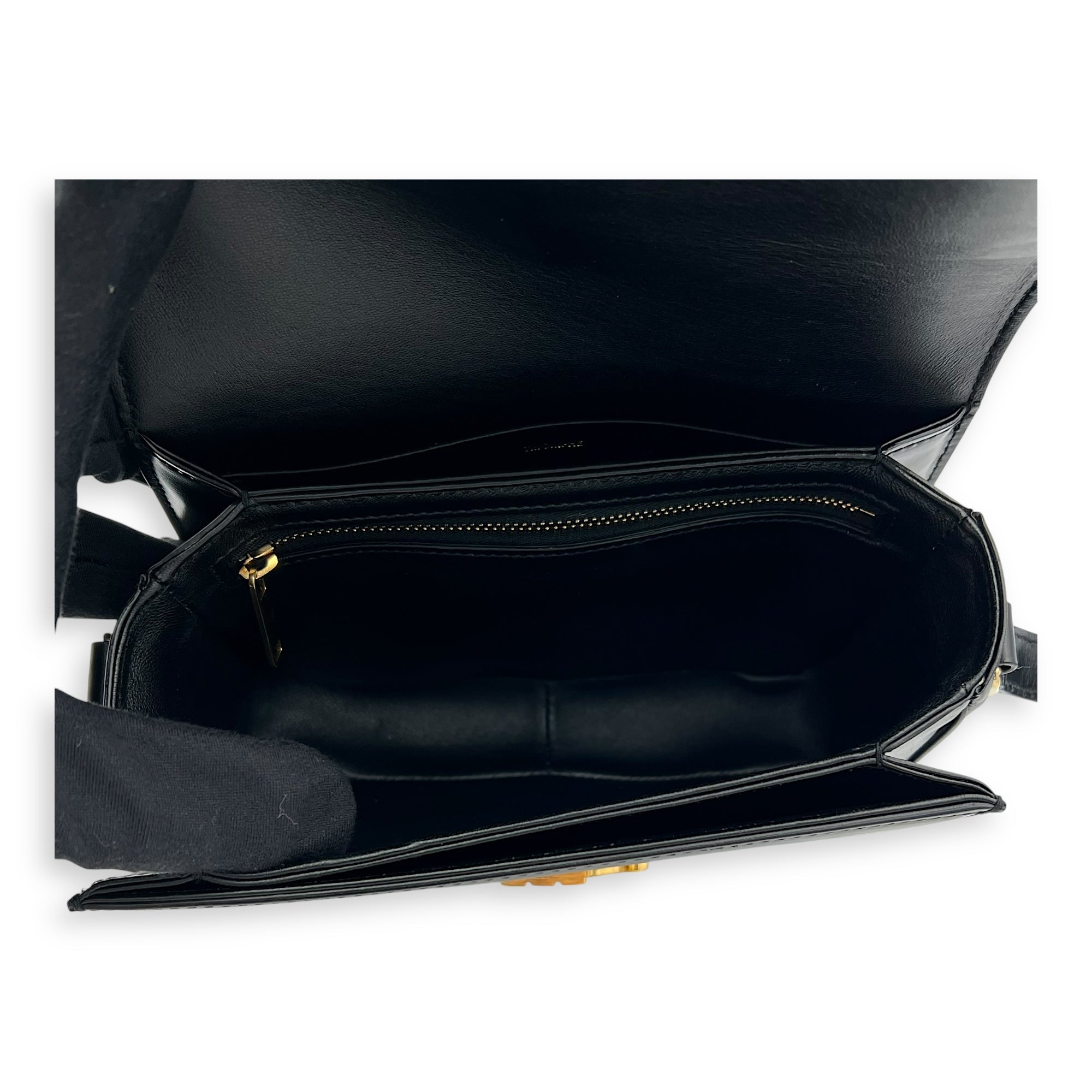 Triomphe Teen Black Crossbody Bag in Box Calfskin, Gold hardware - Image 7