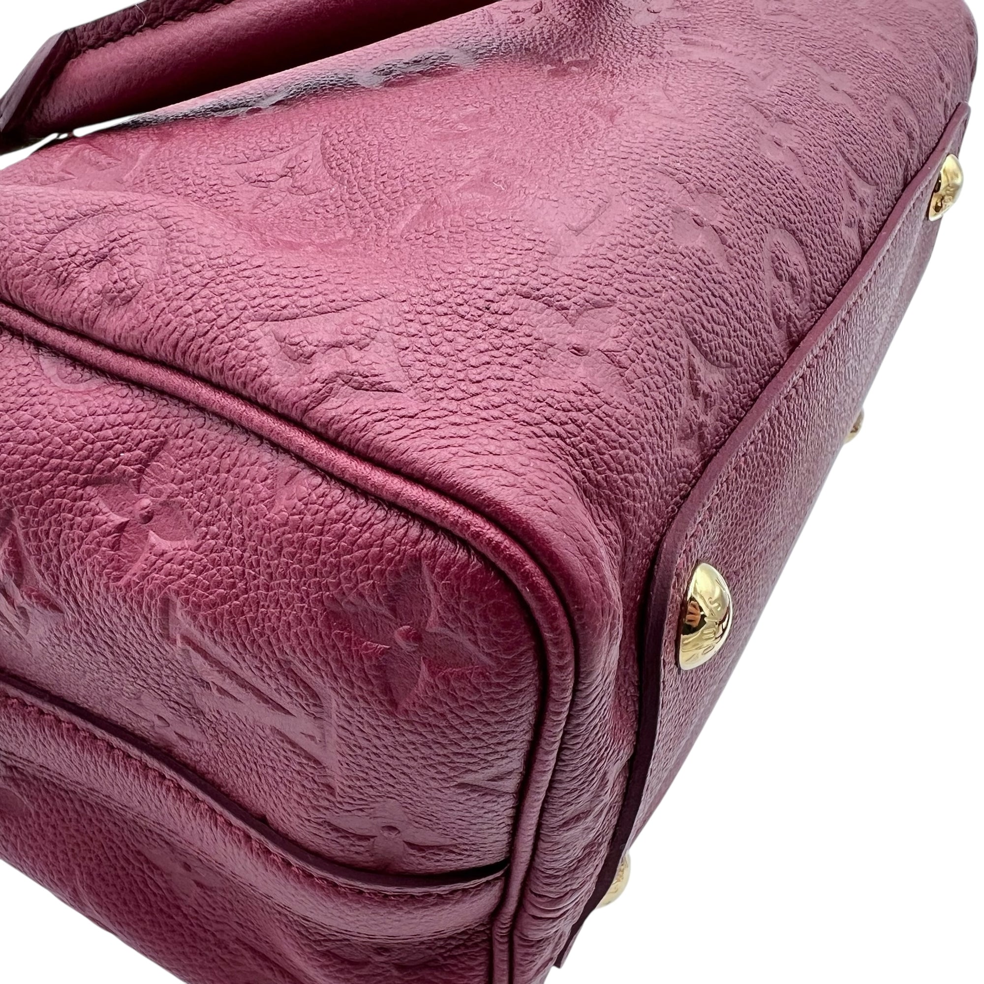 Speedy Bandouliere Top Handle Bag Red in Monogram Empreinte Leather, Gold hardware - Image 11