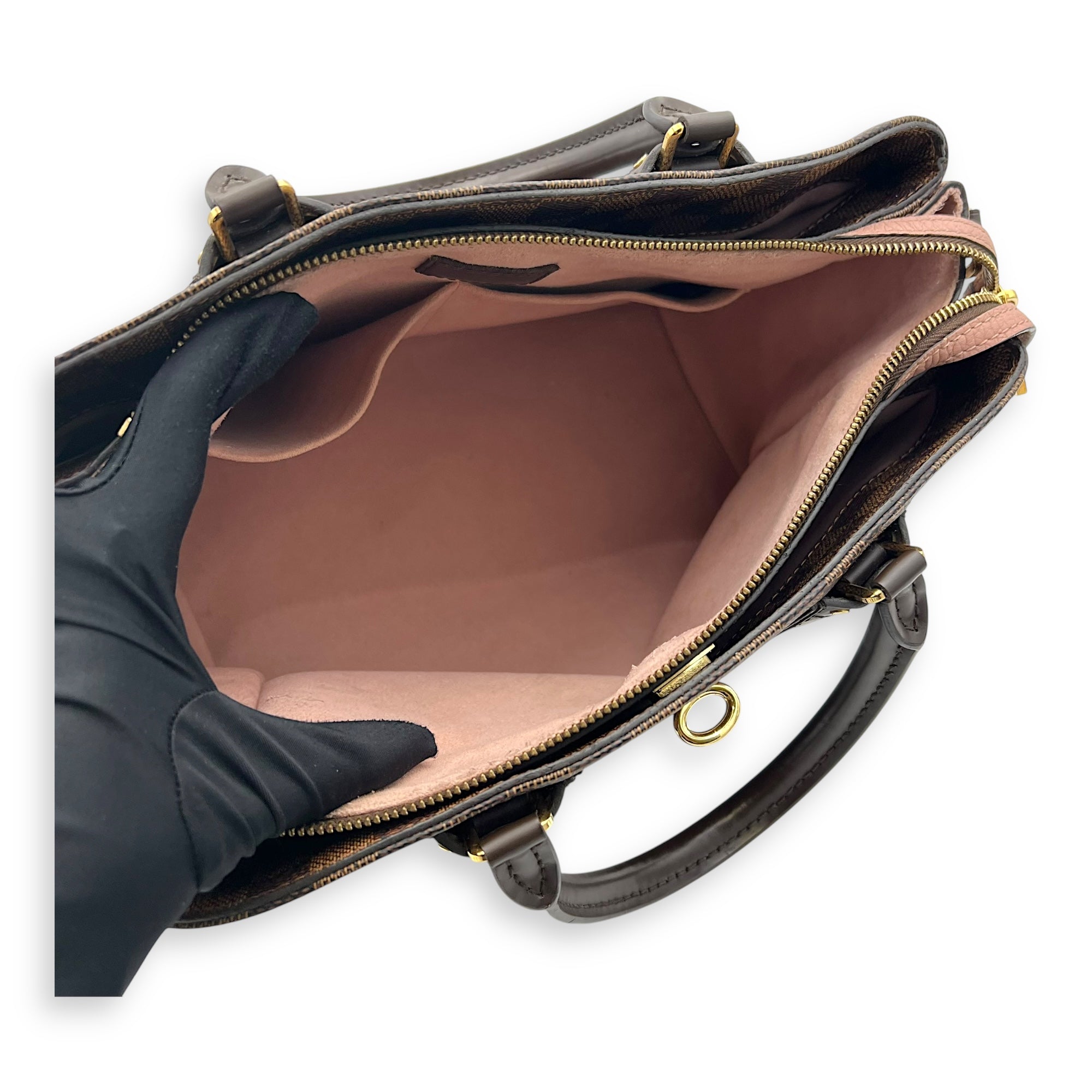 Normandy Top Handle Bag Brown in Coated Canvas, Gold hardware - Image 11