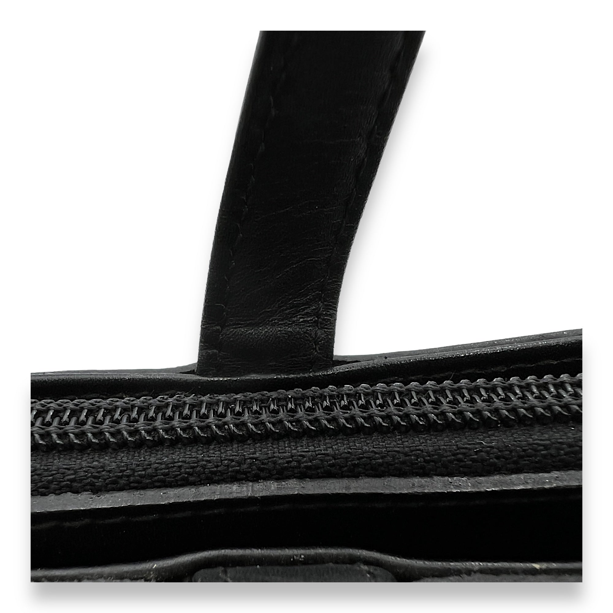 Logo Black Top Handle Bag in Calfskin and Suede, Silver hardware - Image 12