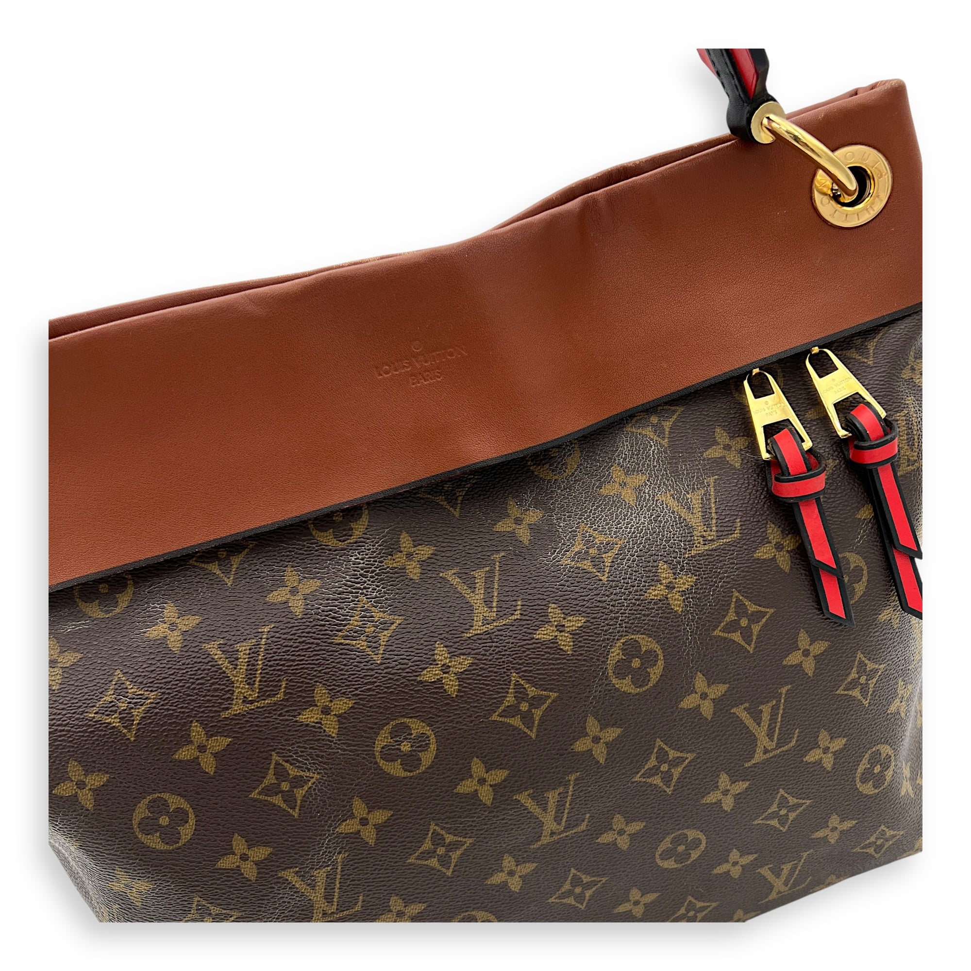 Tuileries Besace Brown Top Handle Bag in Monogram Coated Canvas, Gold hardware - Image 12