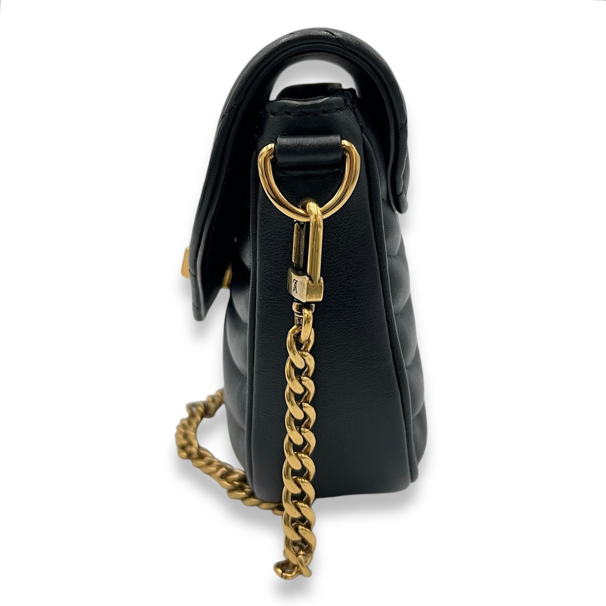 New Wave Crossbody Bag Black in Calfskin, Gold hardware - Image 5