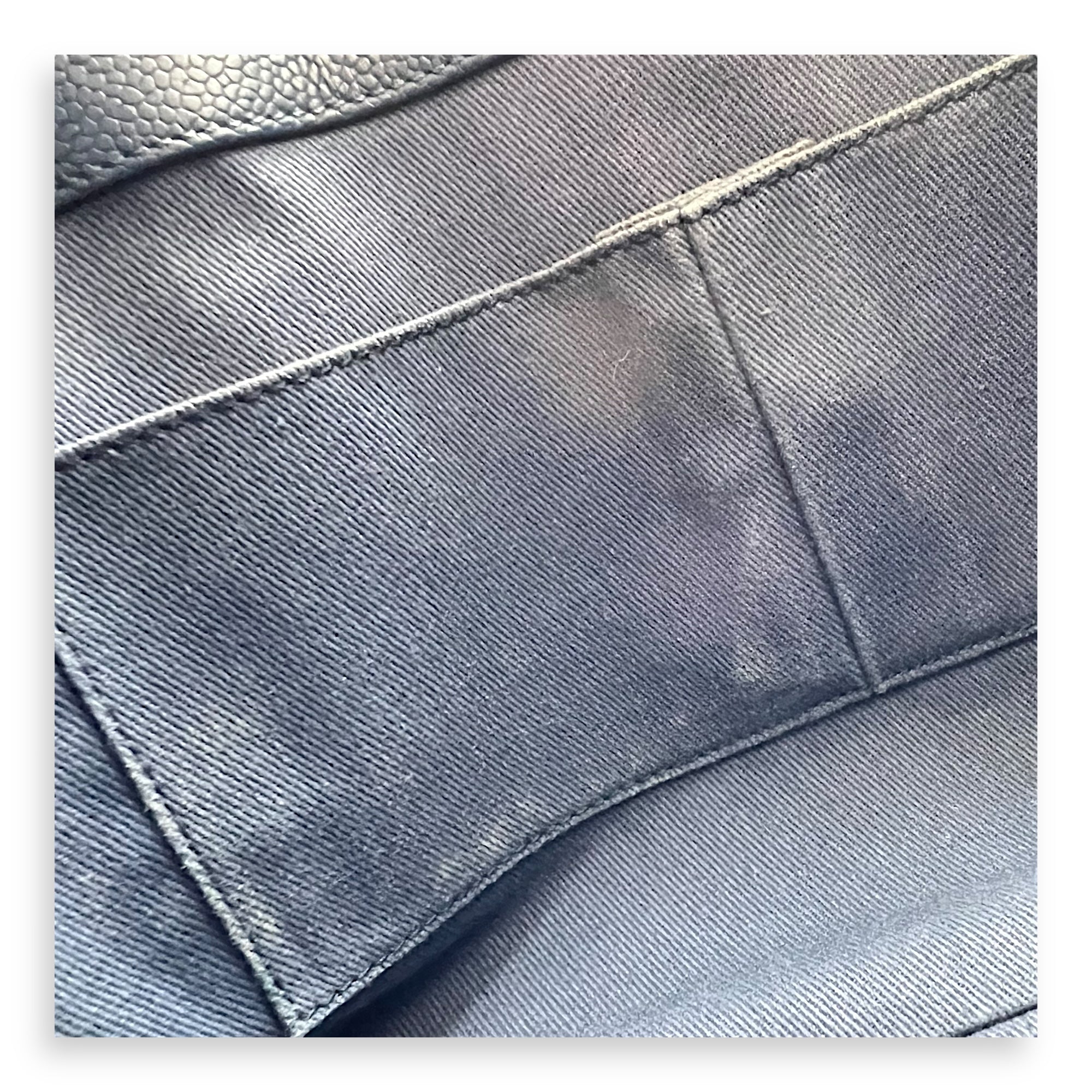 CC Lock Top Handle Bag Blue in Caviar Leather, Gold hardware - Image 13