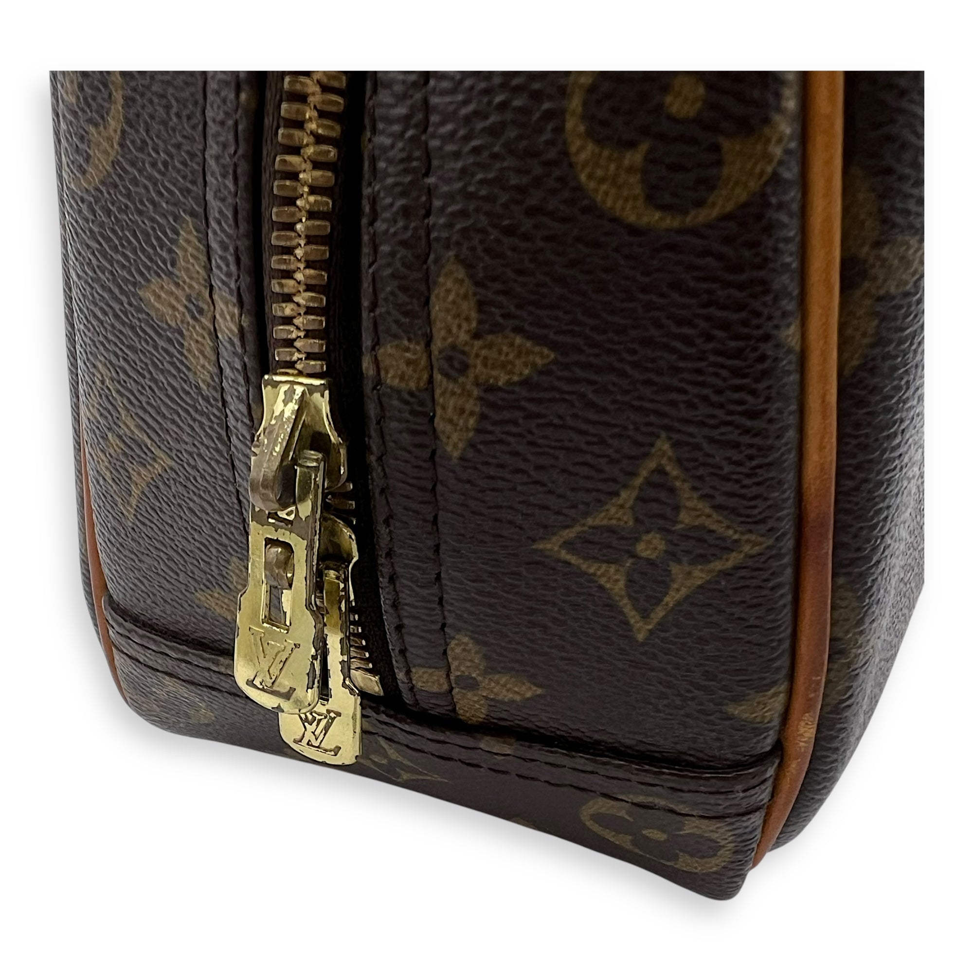 Trouville PM Brown Top Handle Bag in Monogram Coated Canvas, Gold hardware - Image 12