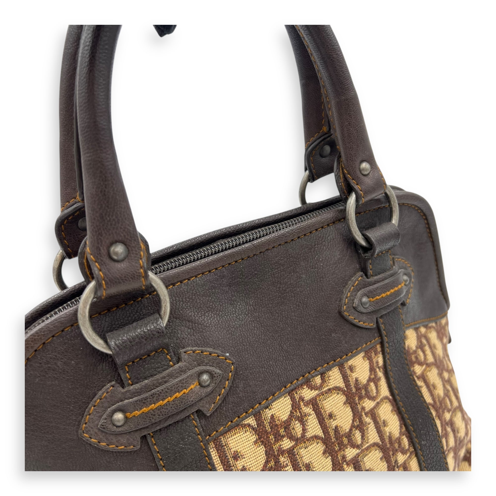 Trotteur Top Handle Bag Brown in Canvas, Ruthenium hardware - Image 12