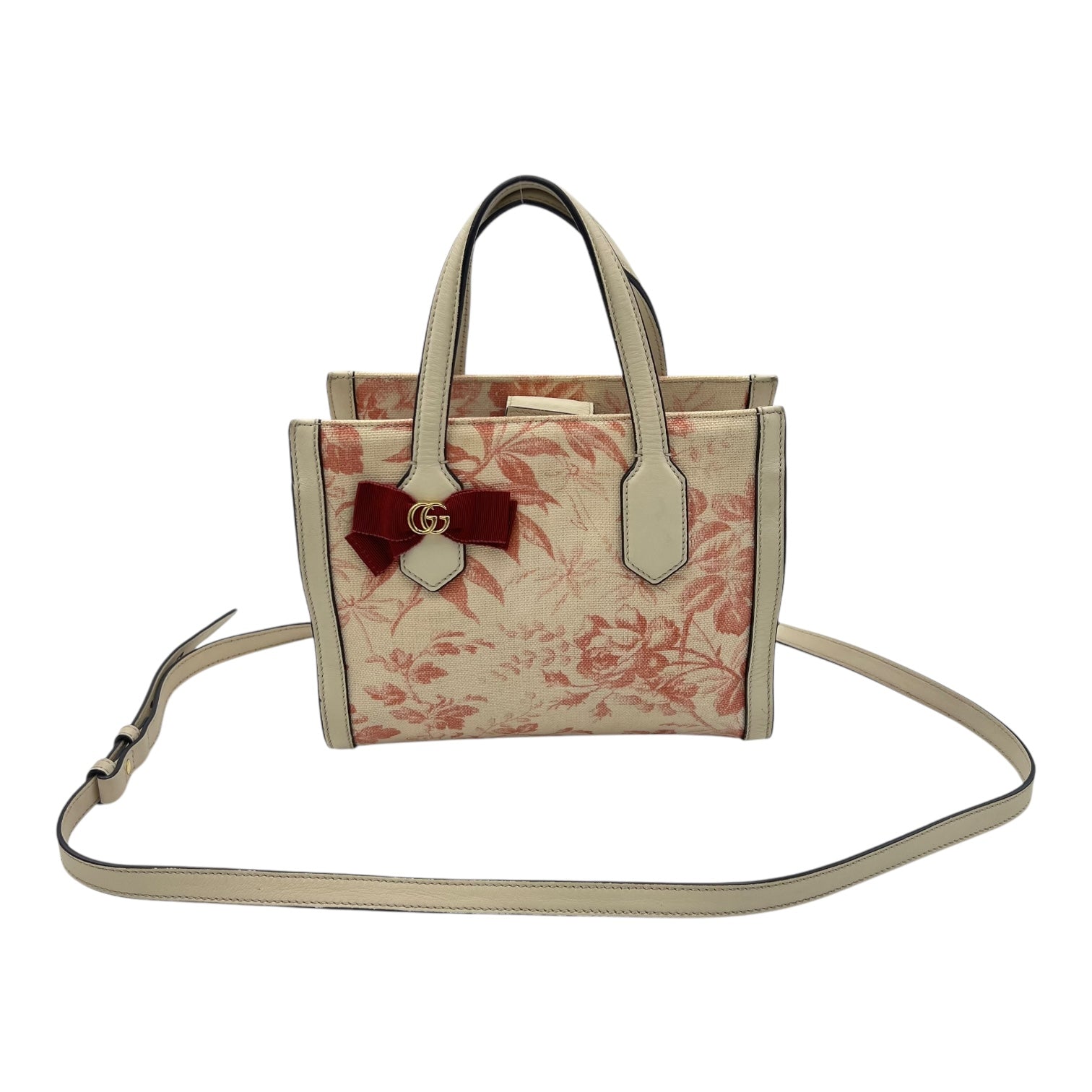 Ribbon Herbarium Top Handle Bag White in Canvas, Gold hardware - Image 16