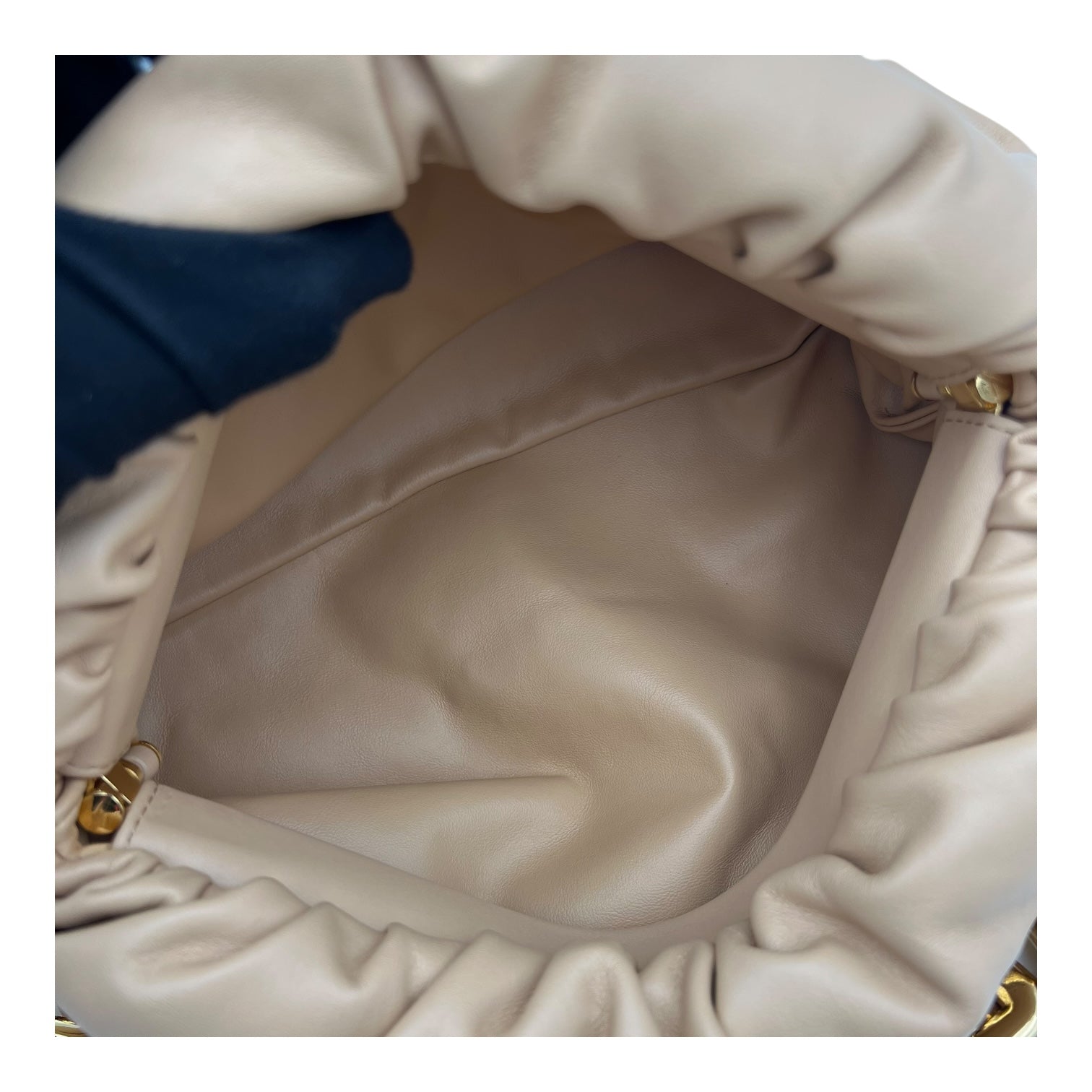 Chain Pouch Shoulder Bag Beige in Lambskin, Gold hardware - Image 7