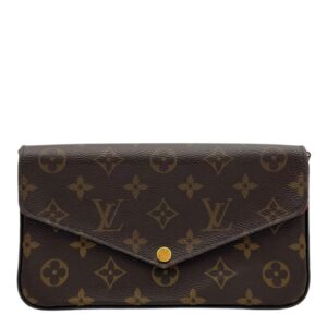 Felicie Wallet On Chain Brown in Monogram Coated Canvas, Gold hardware