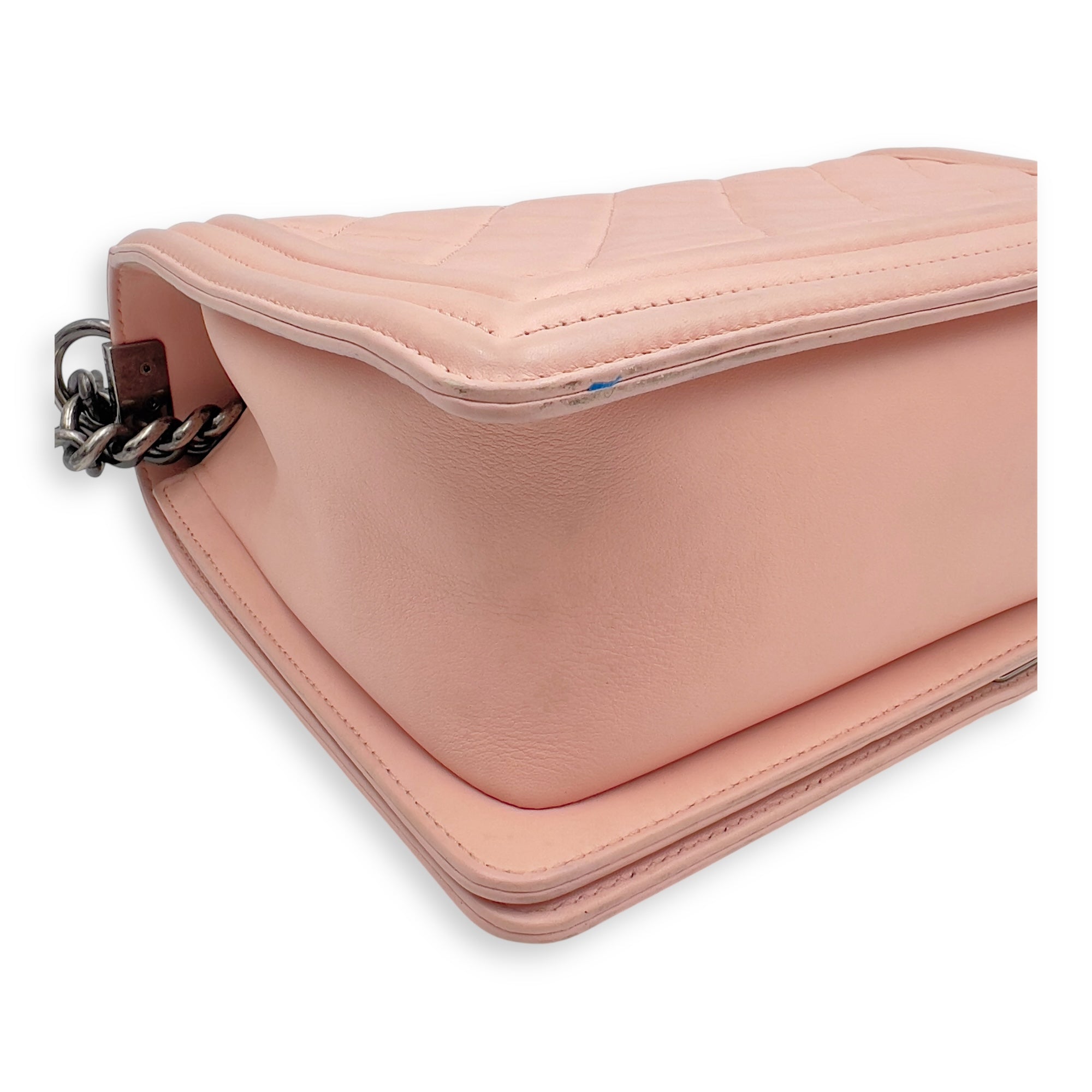 Boy Medium Pink Shoulder Bag in Calfskin, Ruthenium hardware - Image 14