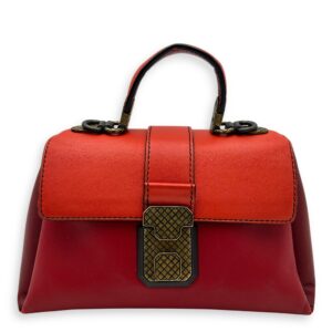 Piazza Top Handle Bag Red in Calfskin, Ruthenium hardware
