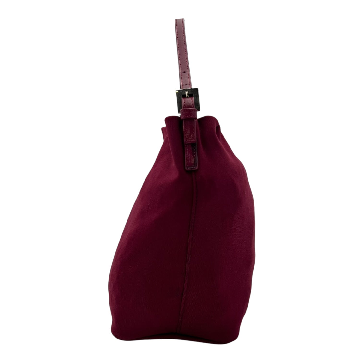 Baguette Shoulder Bag Red in Canvas, Silver hardware - Image 4