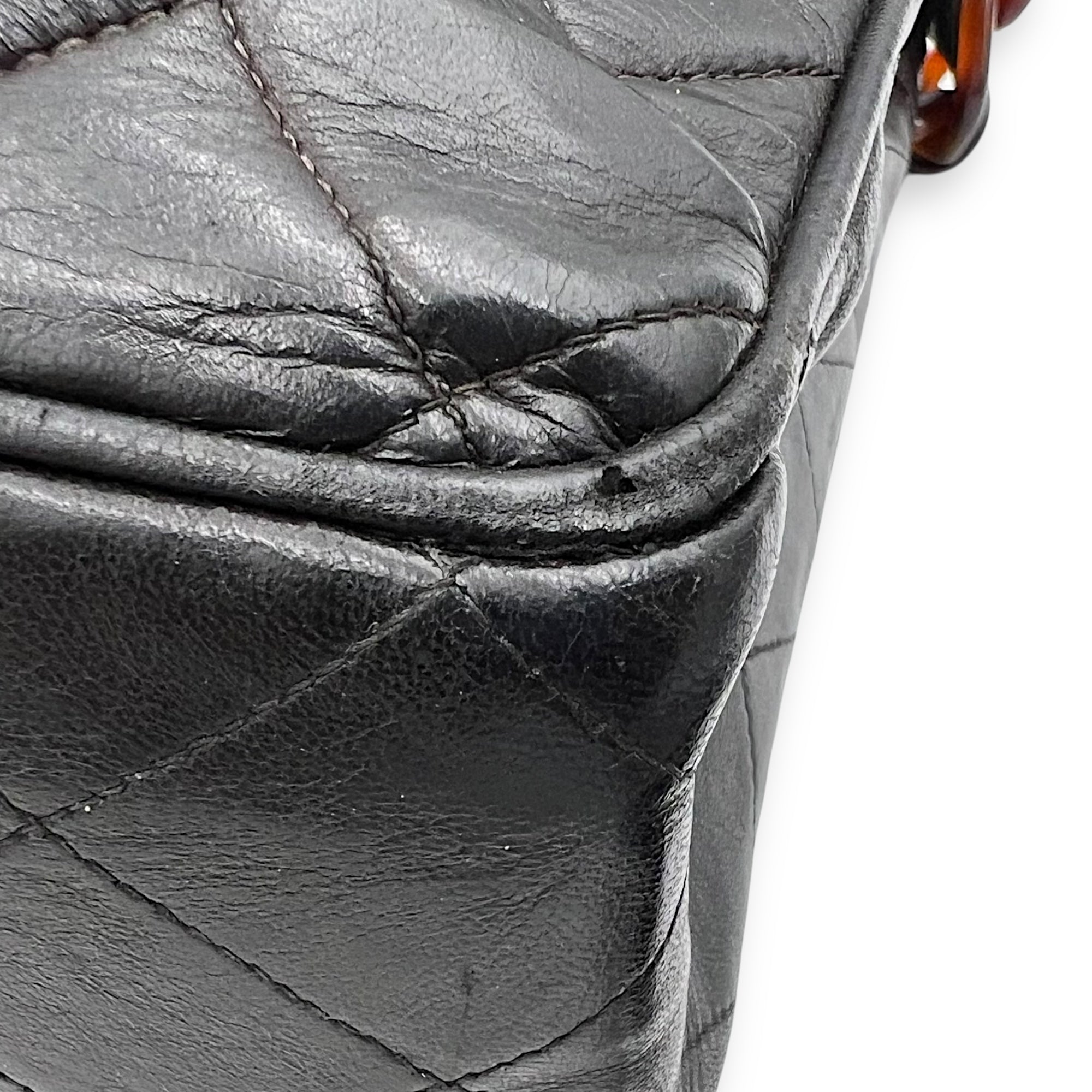 CC Quilted Tortoise Shell Shoulder Bag Black in Lambskin, tortoise shell hardware - Image 13