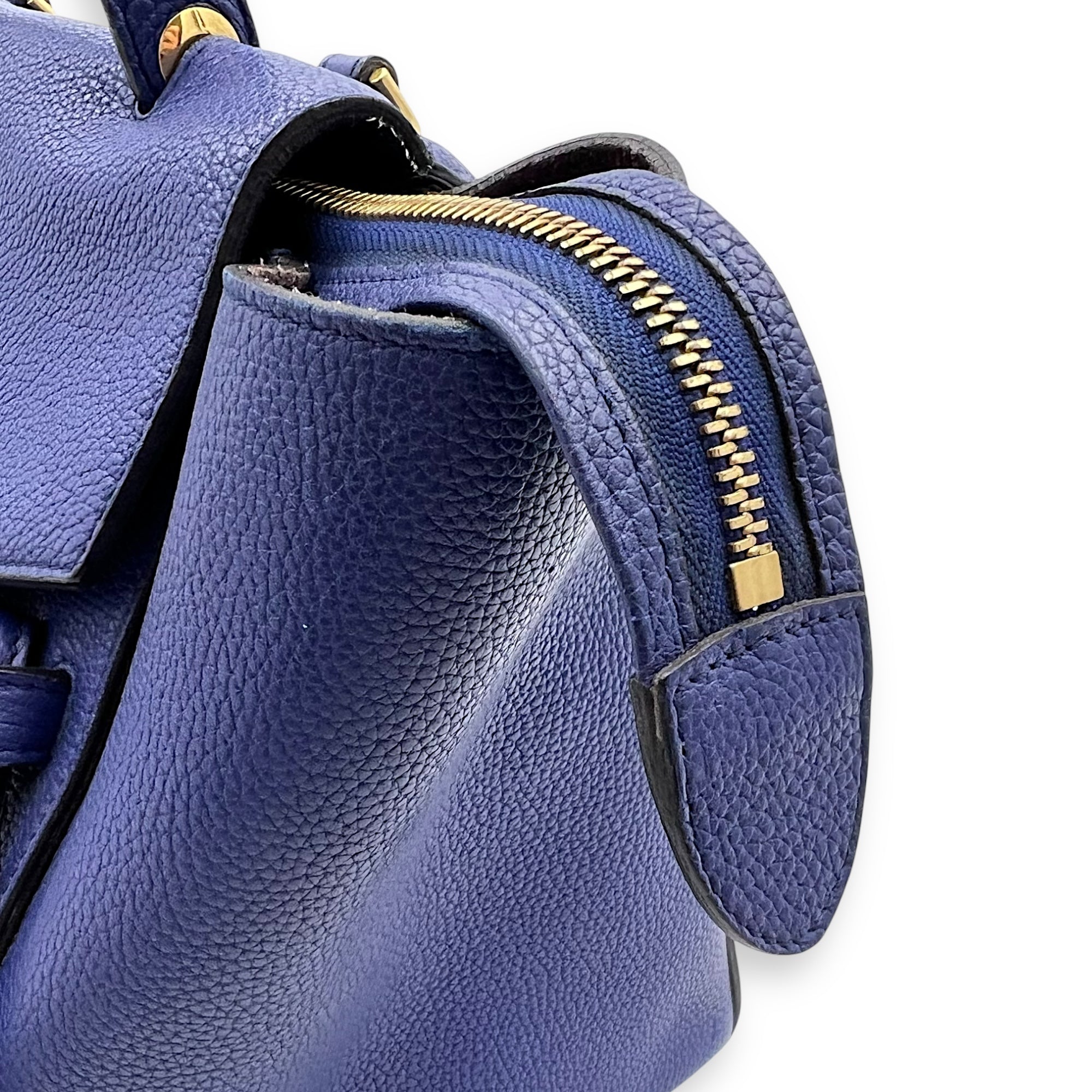 Belt Bag Mini Blue Top Handle Bag in Calfskin, Gold hardware - Image 4