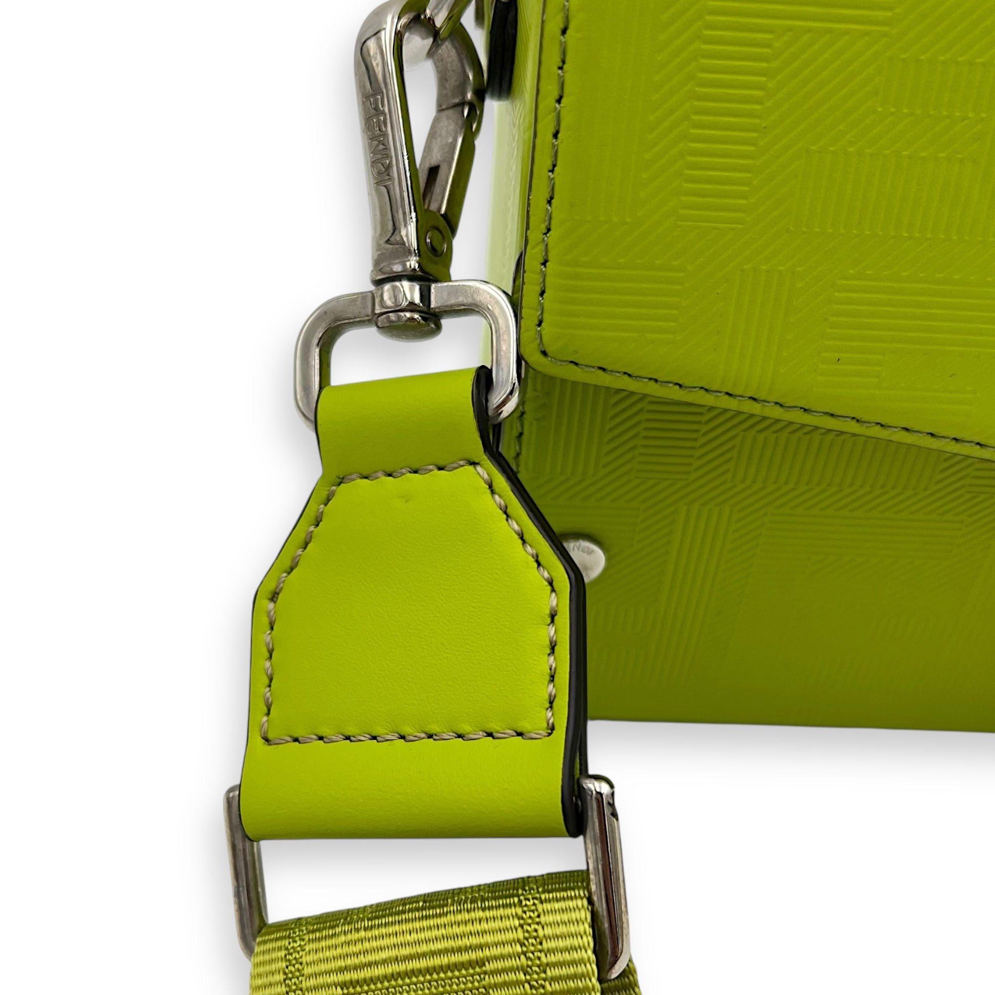 Baguette Green Crossbody Bag in Calfskin, Silver hardware - Image 14