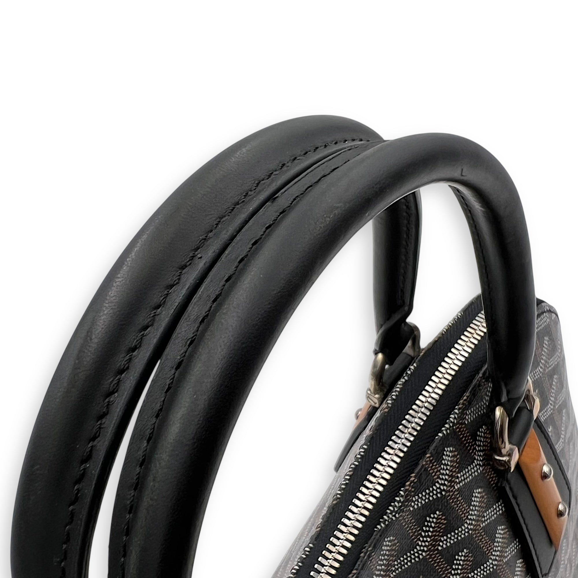 Vendome Top Handle Bag Black in Coated Canvas, Silver hardware - Image 14