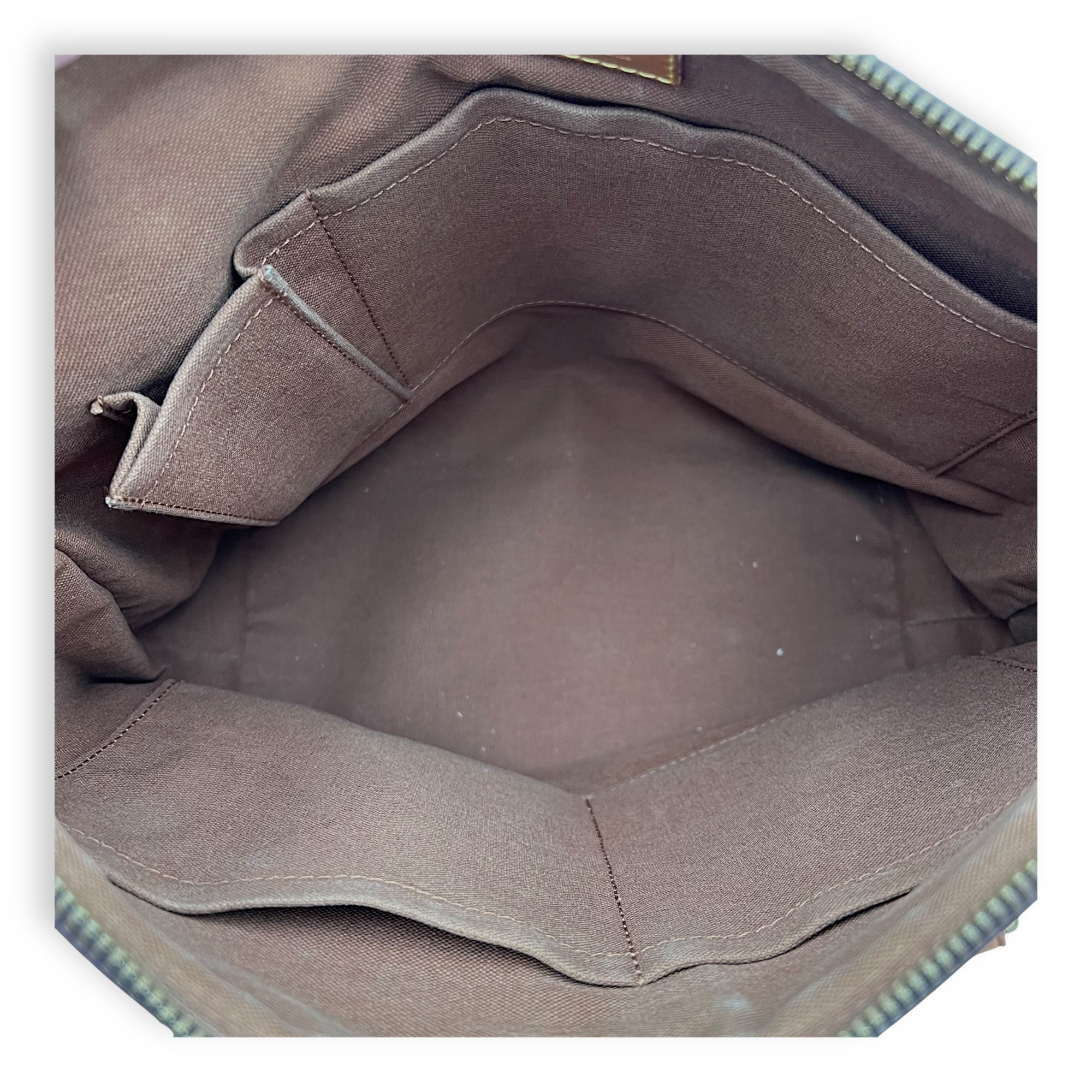 Palermo PM Brown Top Handle Bag in Monogram Coated Canvas, Gold hardware - Image 7