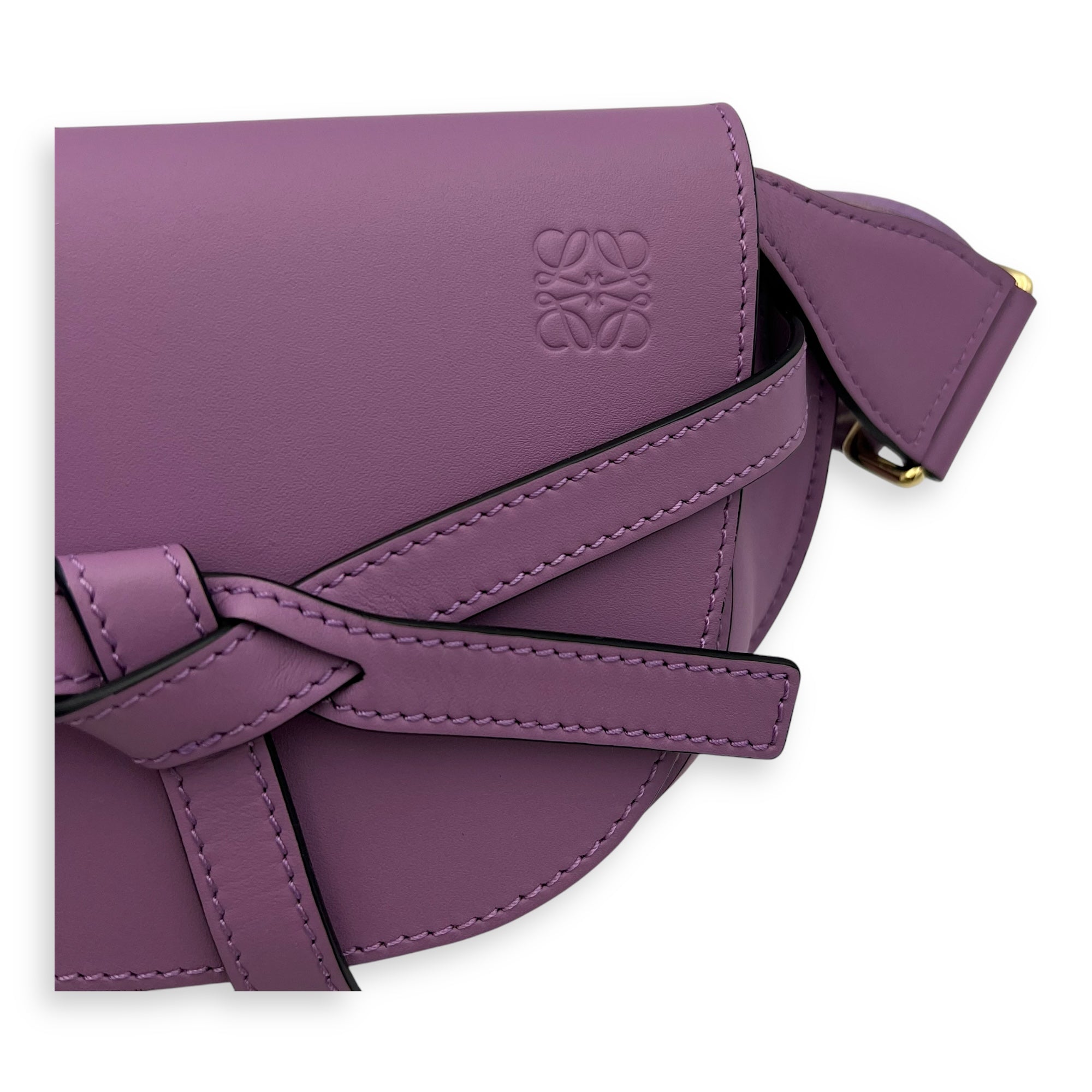 Gate Dual Mini Purple Crossbody Bag in Calfskin, Gold hardware - Image 8