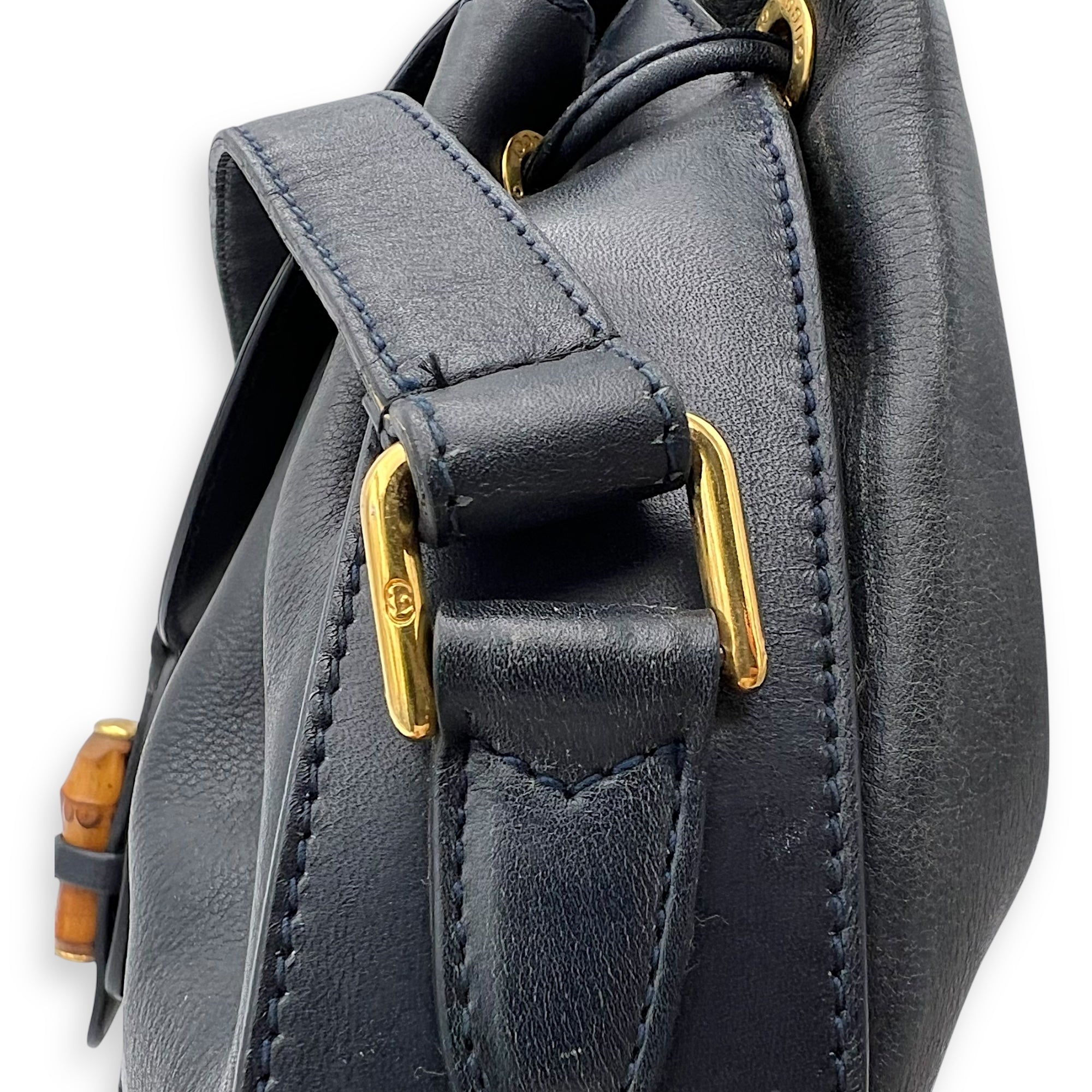 Bamboo Shoulder Bag Blue in Calfskin - Image 14