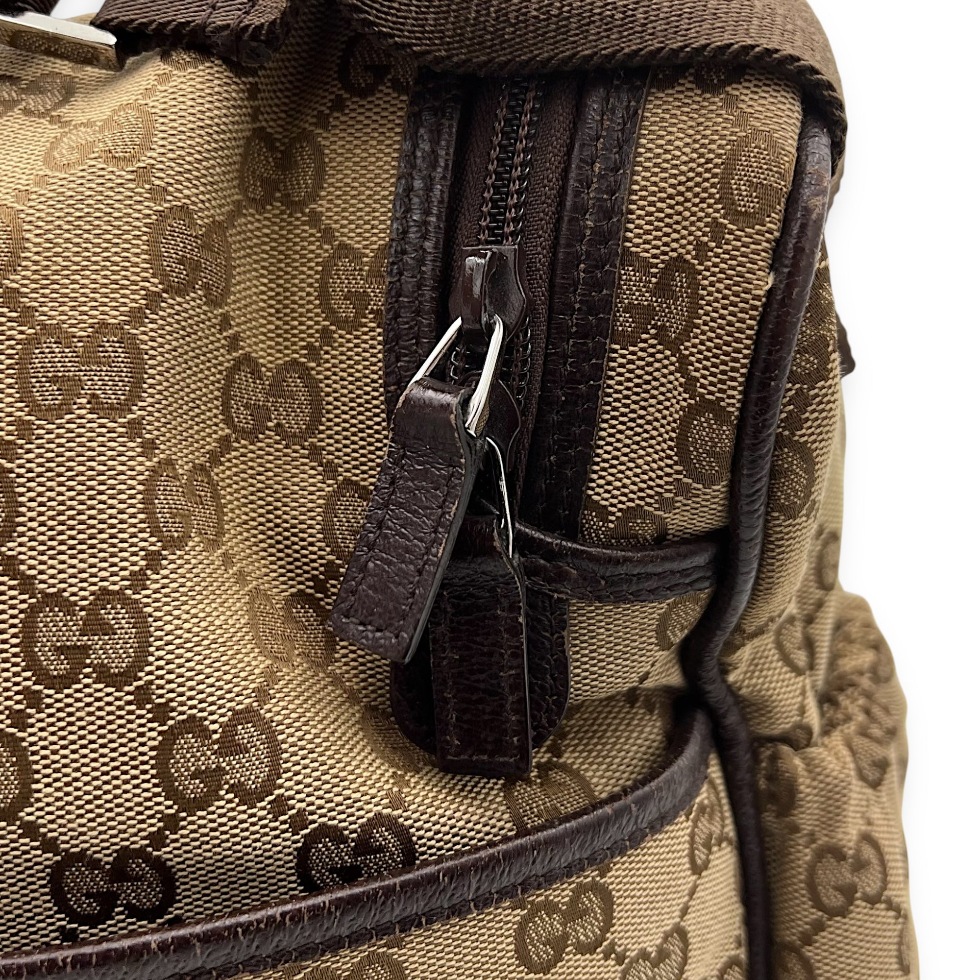 GG Shoulder Bag Brown in Canvas, Silver hardware - Image 15