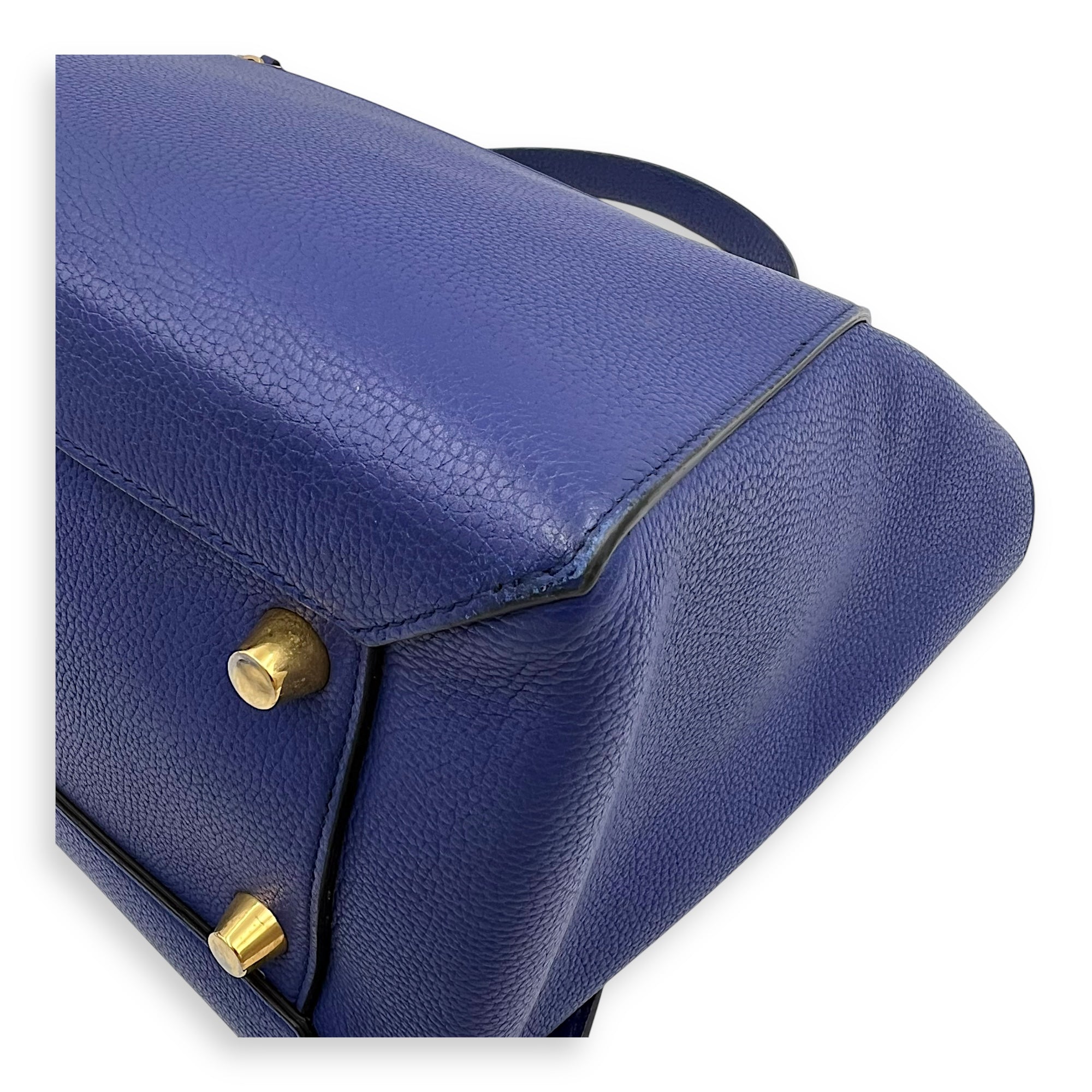 Belt Bag Mini Blue Top Handle Bag in Calfskin, Gold hardware - Image 22