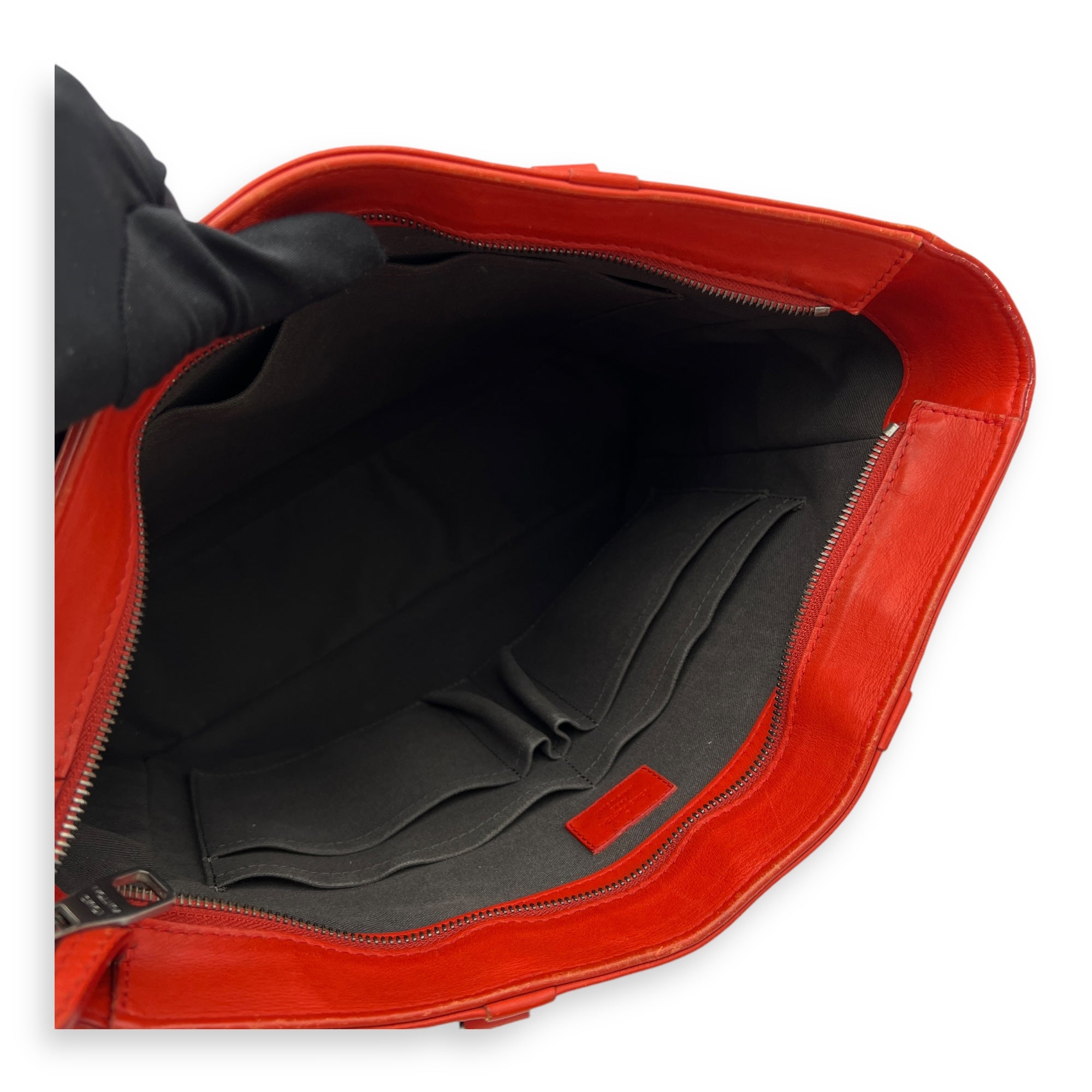 Tadao Top Handle Bag Red in Calfskin, Silver hardware - Image 16