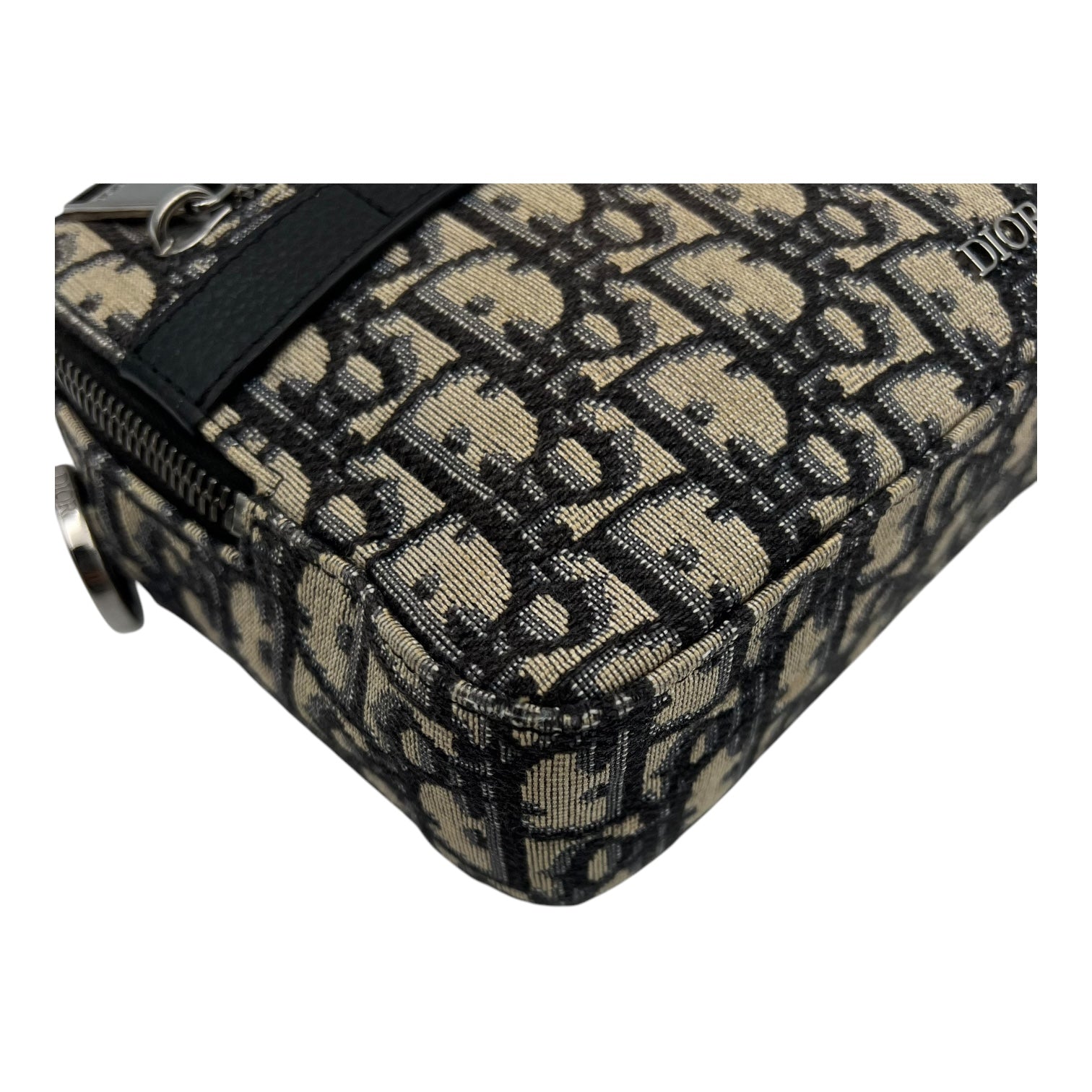 Safari Crossbody Bag Blue in Jacquard, Silver hardware - Image 10