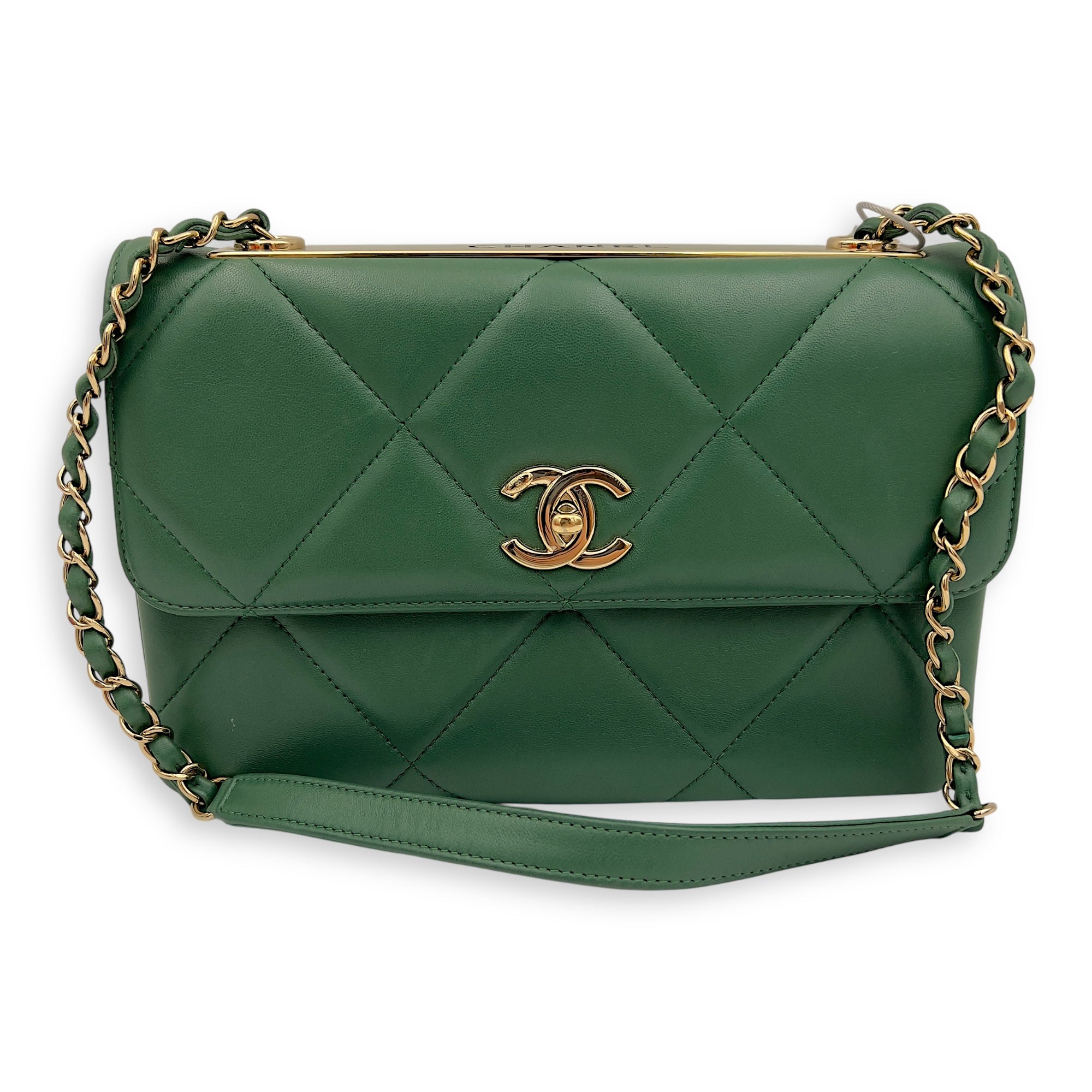 Trendy CC Black Top Handle Bag in Calfskin, Gold hardware - Image 14