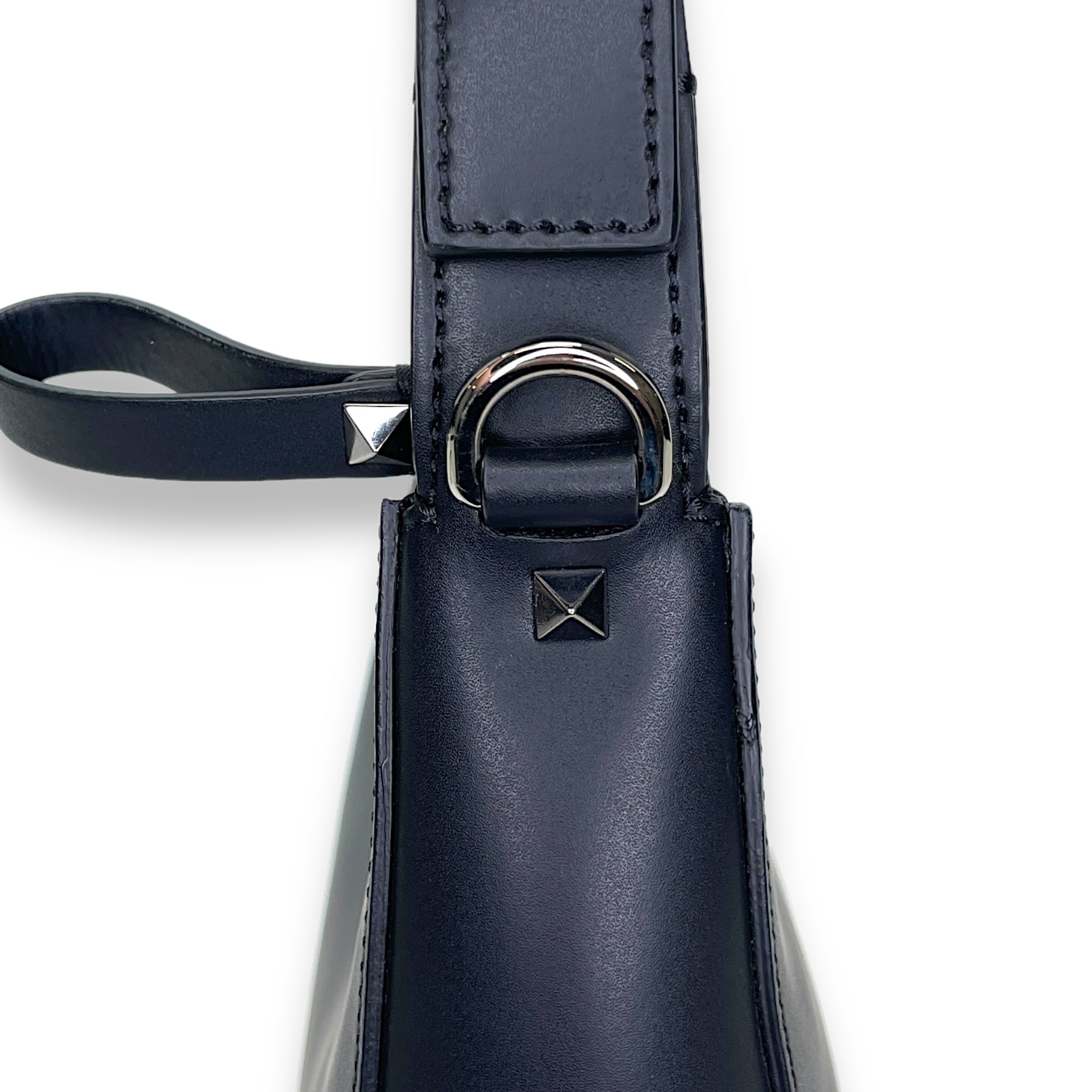 VLTN Hobo Small Black Shoulder Bag in Calfskin, Silver hardware - Image 9