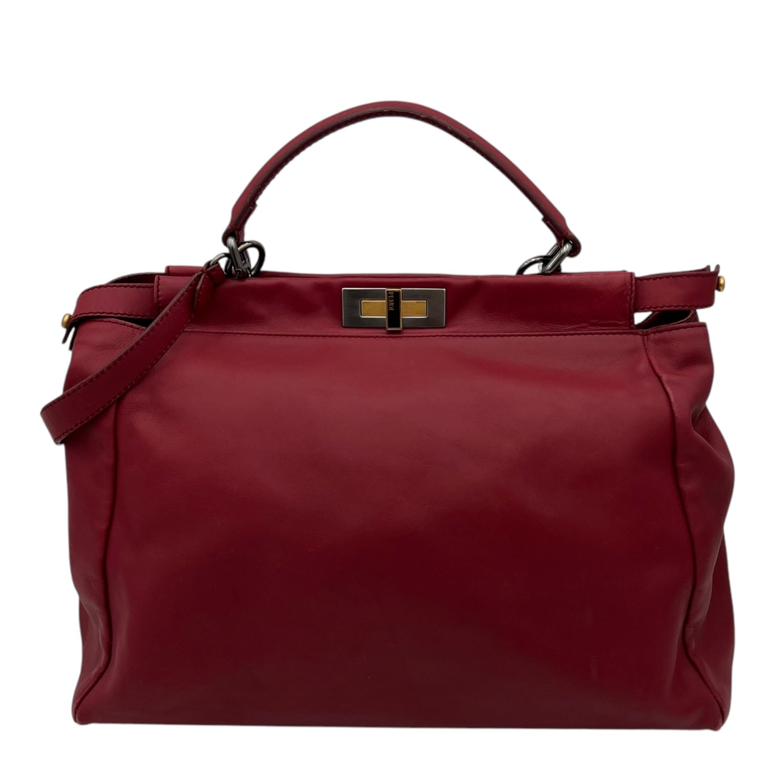 Peekaboo Top Handle Bag Red in Calfskin, Mixed hardware - Image 20
