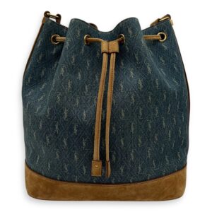 All Over Bucket Bag Blue in Denim, Gold hardware