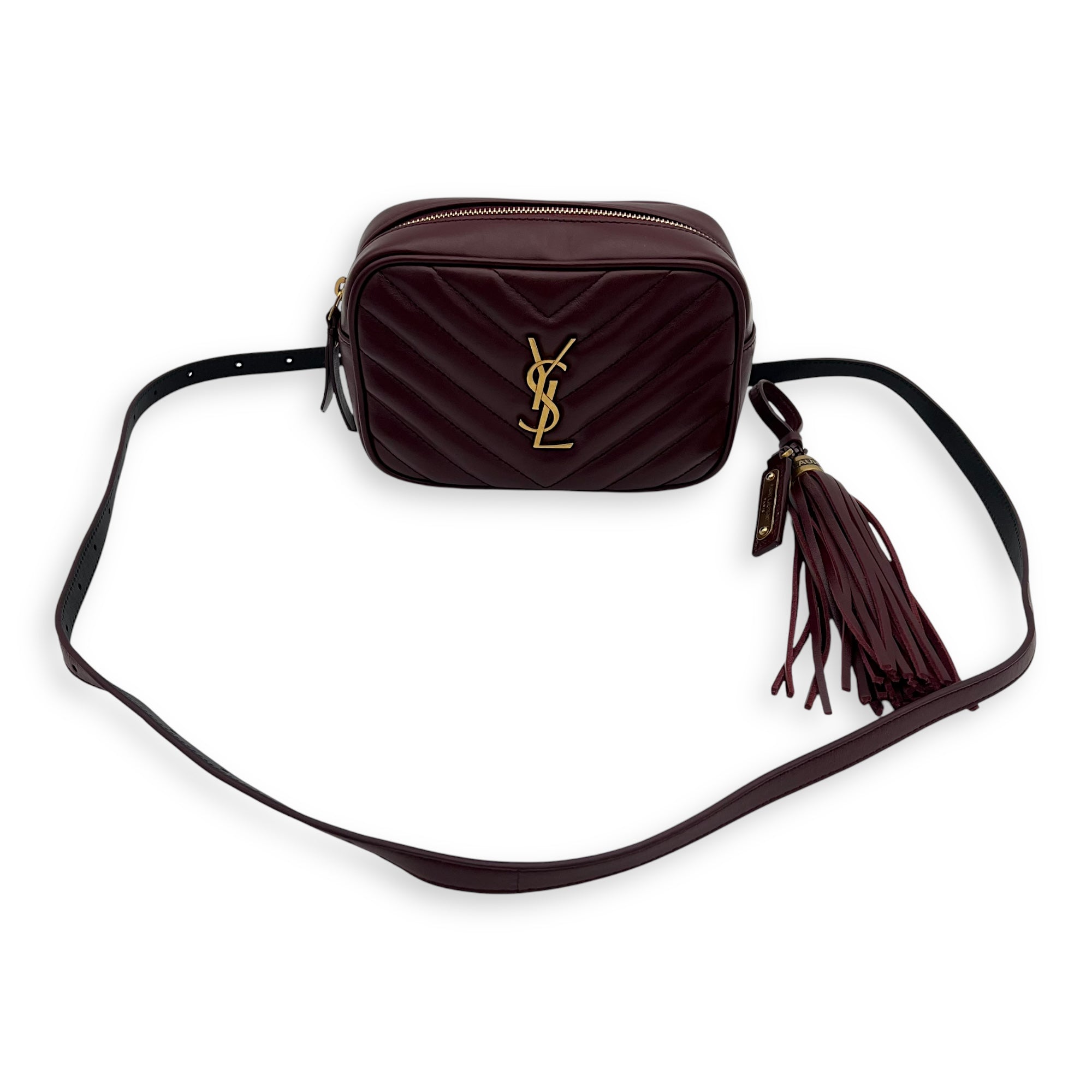 Camera Red Belt Bag in Calfskin, Gold hardware - Image 11