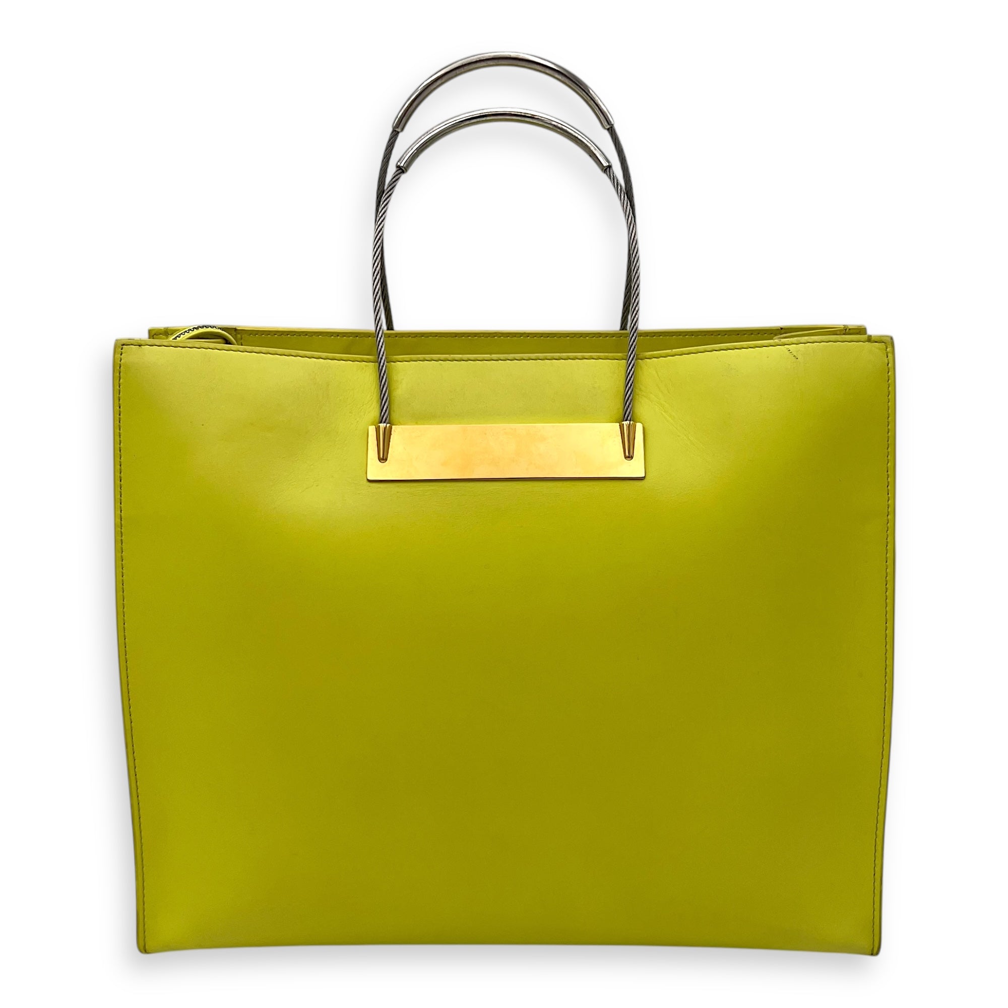 Cadle Top Handle Bag Medium Yellow in Calfskin, Gold hardware - Image 3