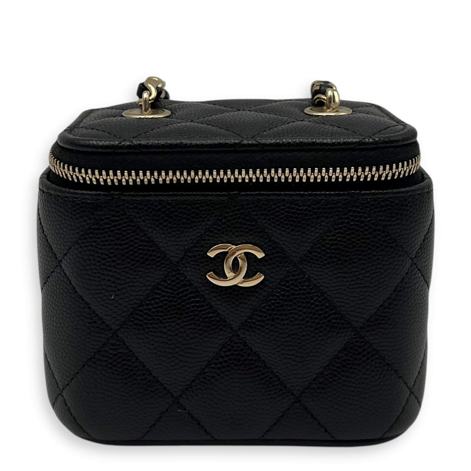 Vanity Crossbody Bag Mini Black in Caviar Leather, Gold hardware