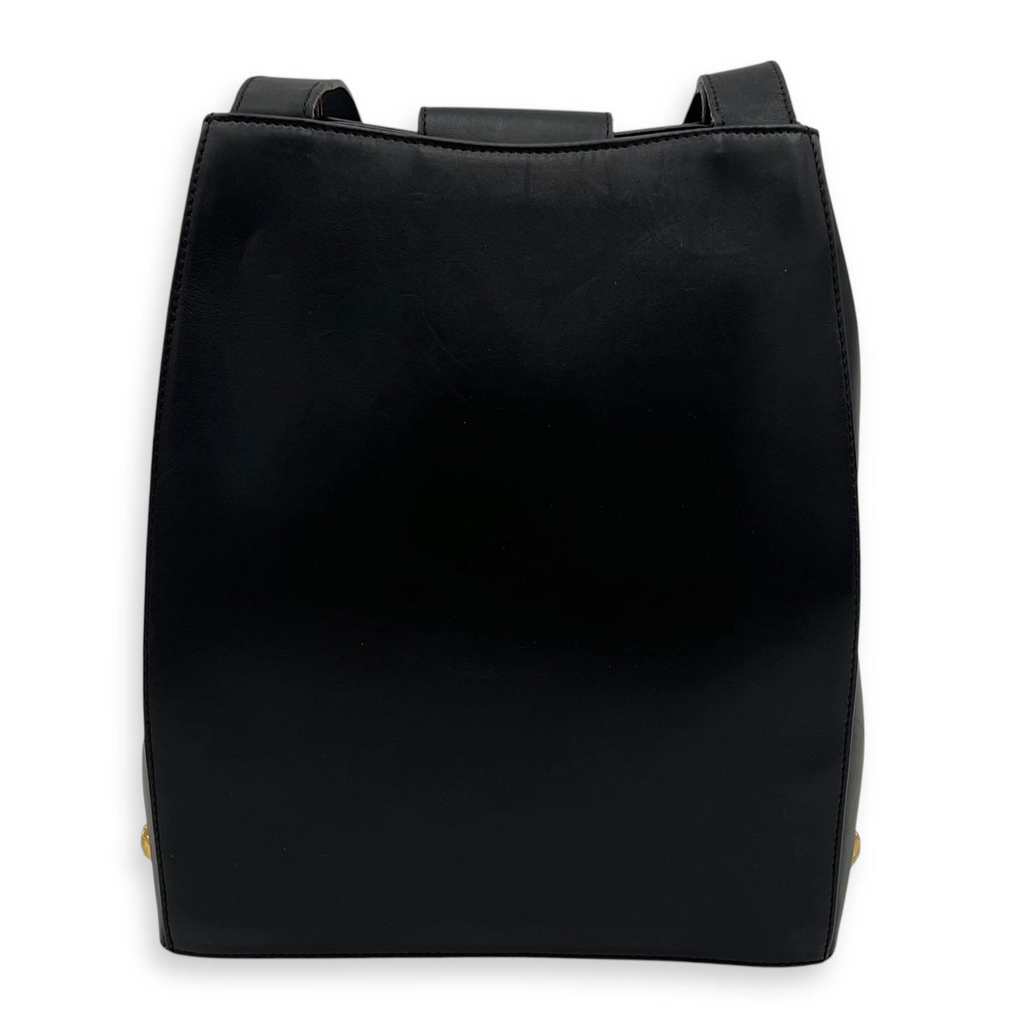 Gancini Black Shoulder Bag in Calfskin, Gold hardware - Image 3